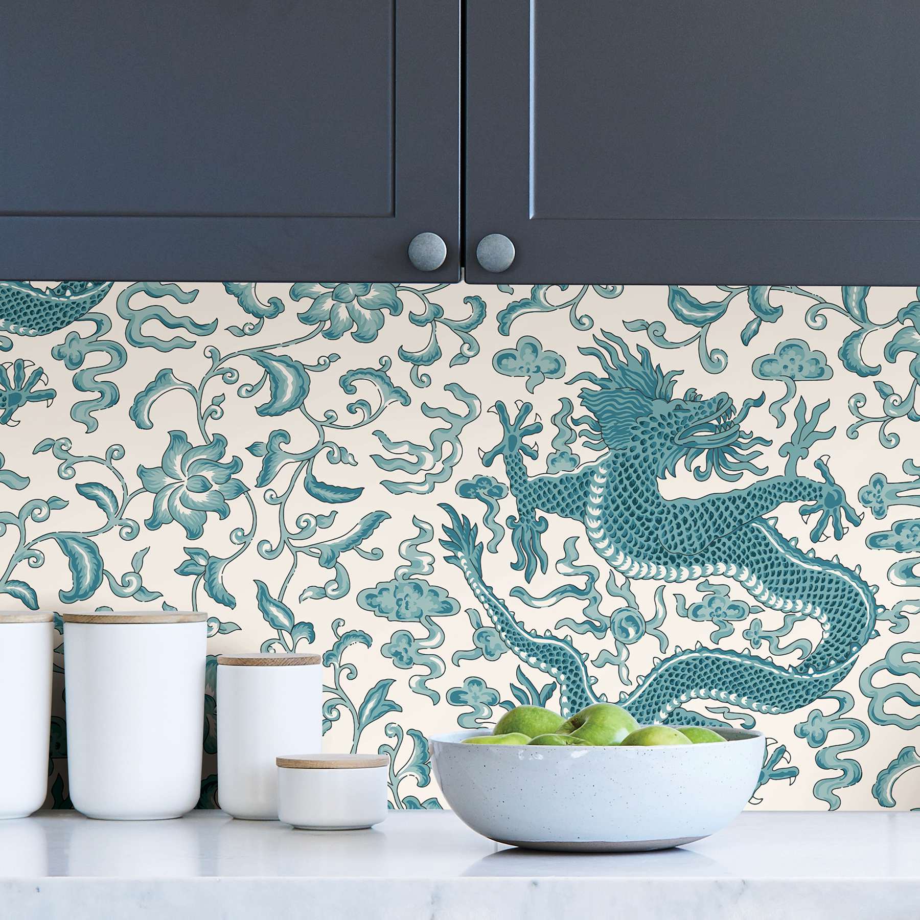 Peacock Chi'en Dragon Scalamandre Self Adhesive Wallpaper