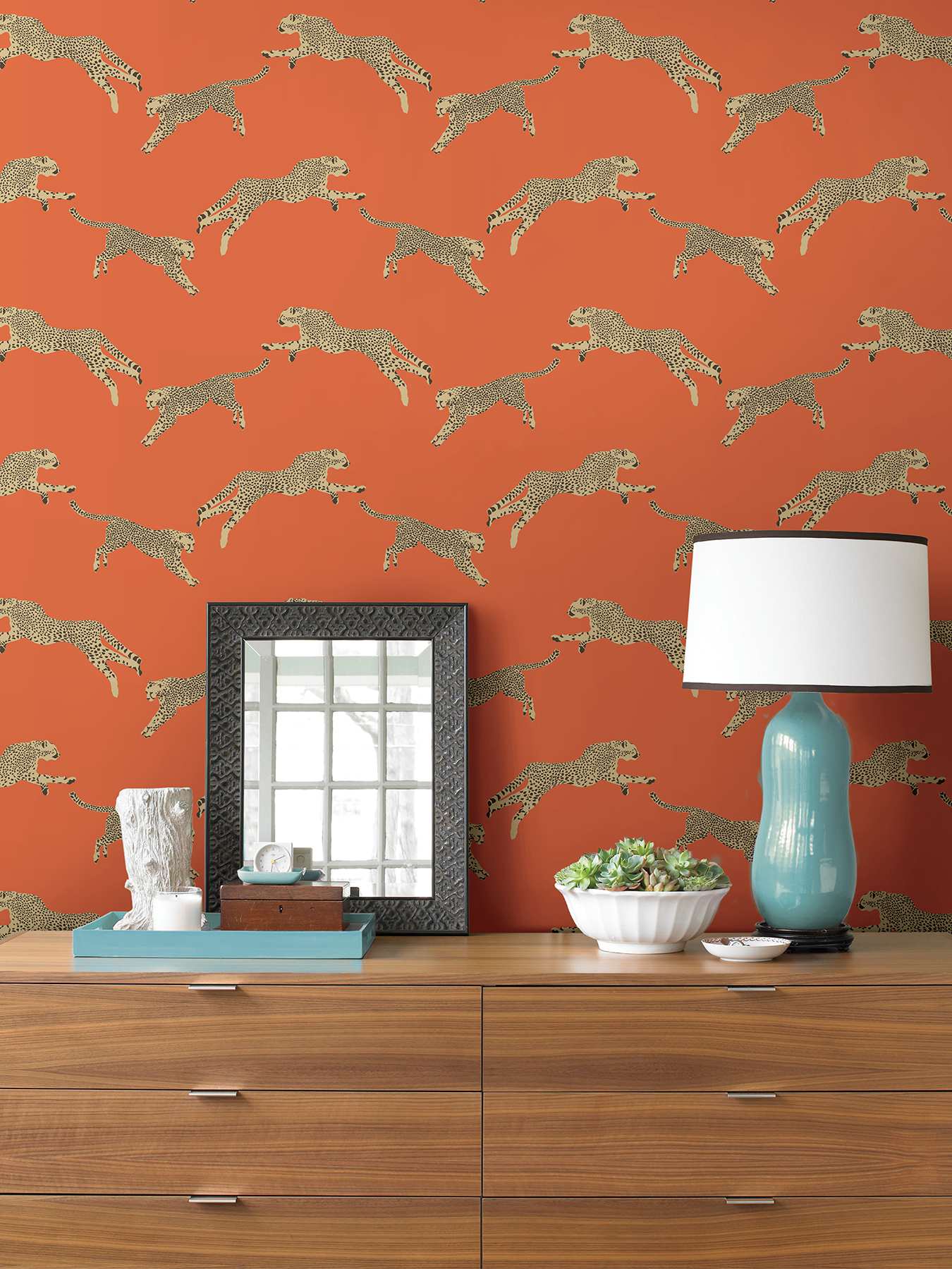 Clementine Leaping Cheetah Peel & Stick Wallpaper