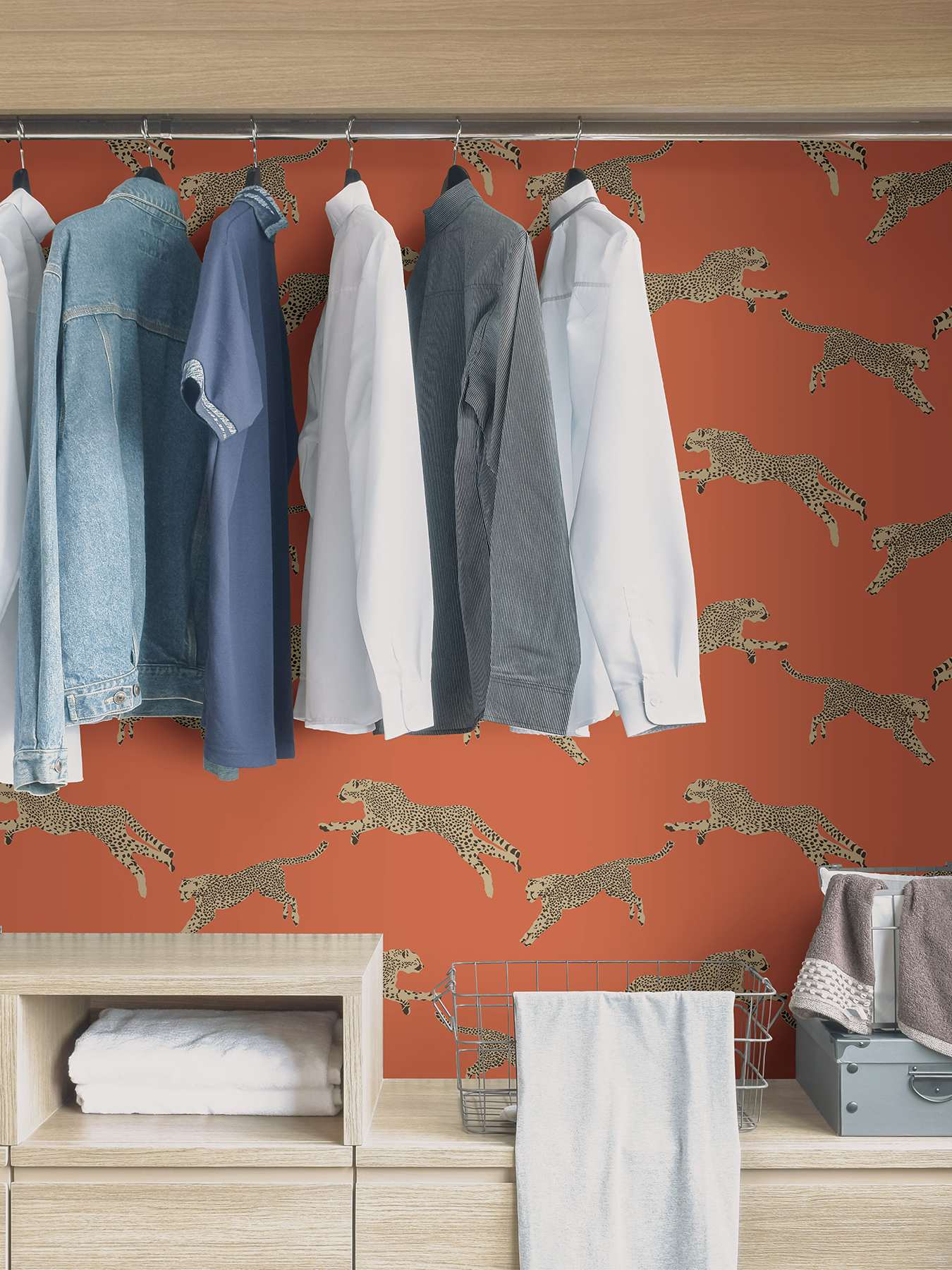 Clementine Leaping Cheetah Peel & Stick Wallpaper
