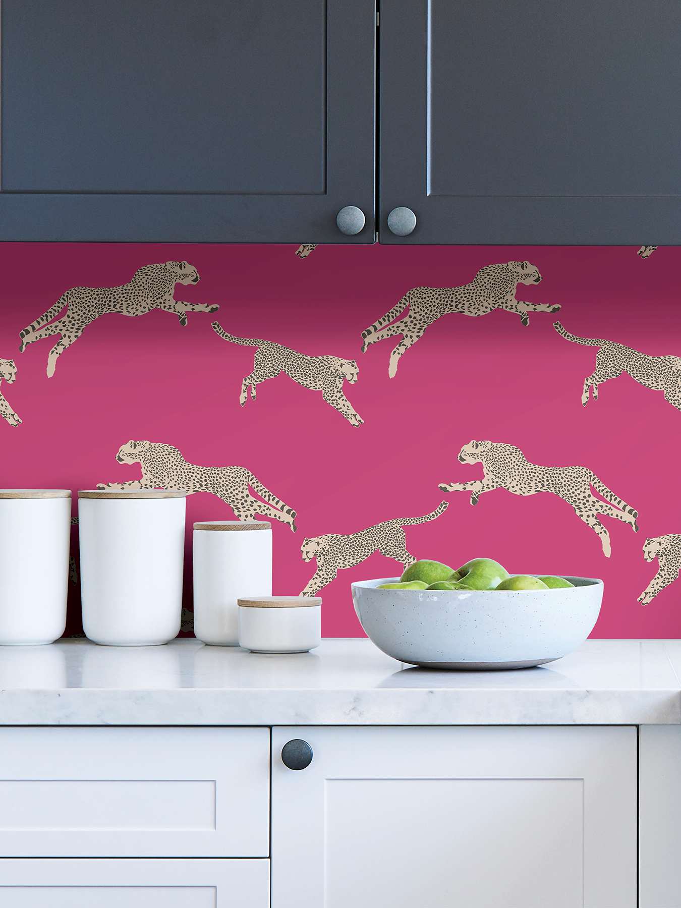 Bubblegum Leaping Cheetah Peel & Stick Wallpaper