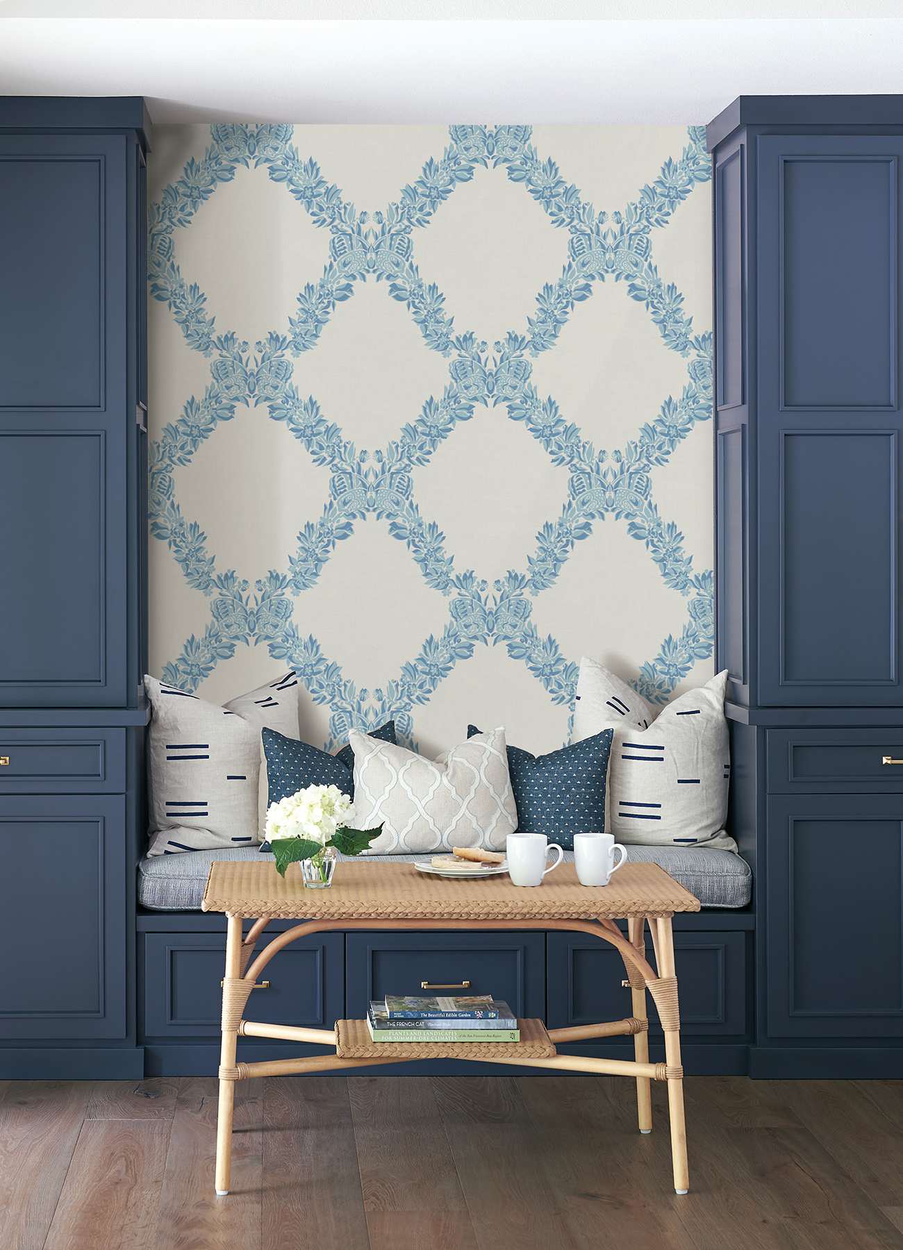 Sky Blue Wreath Peel & Stick Wallpaper