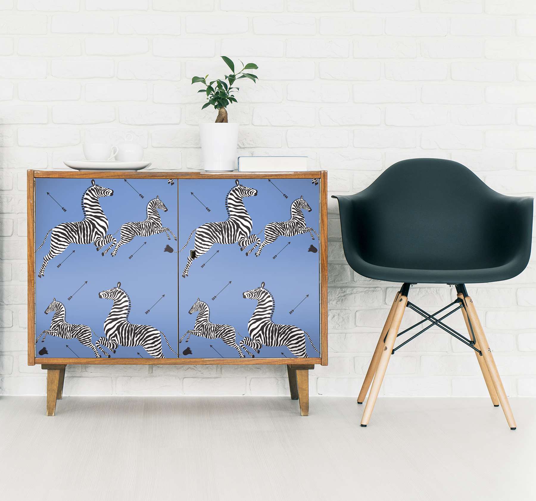 Azure Zebra Safari Peel & Stick Wallpaper