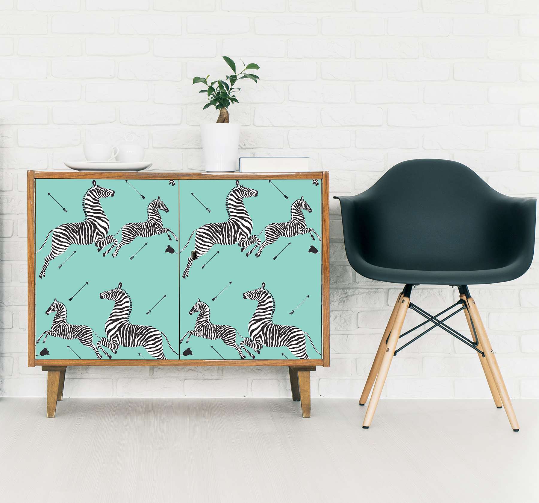 Aqua Zebra Safari Peel & Stick Wallpaper