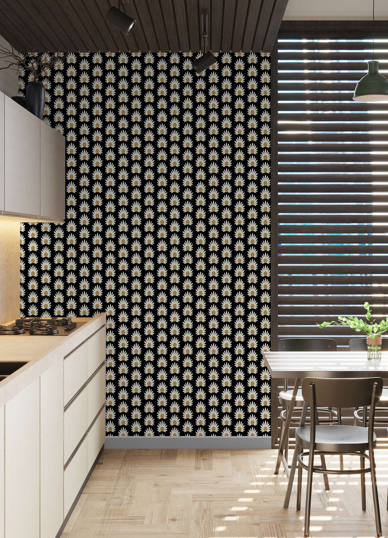 Black Fleur Peel & Stick Wallpaper