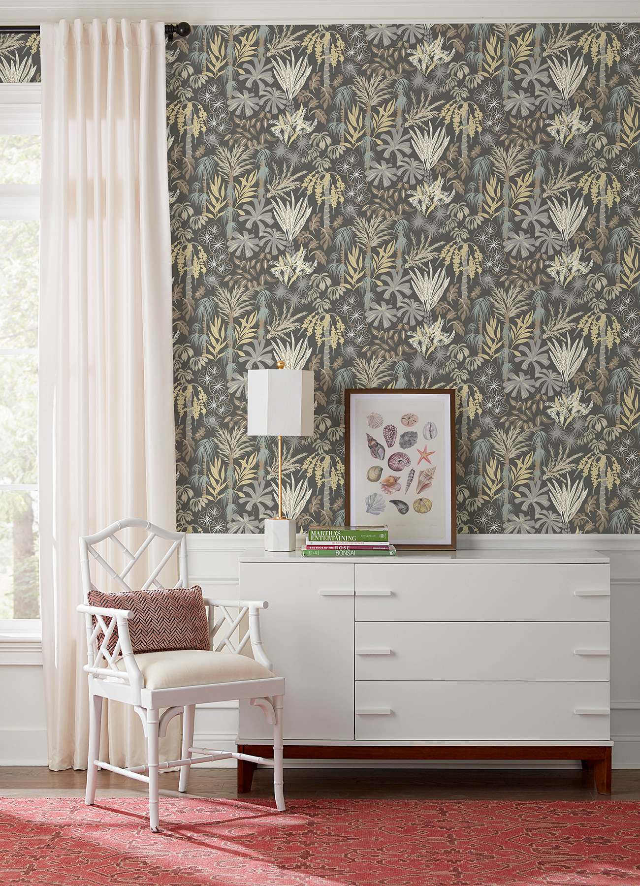 Everglades Grey Botanical Wallpaper