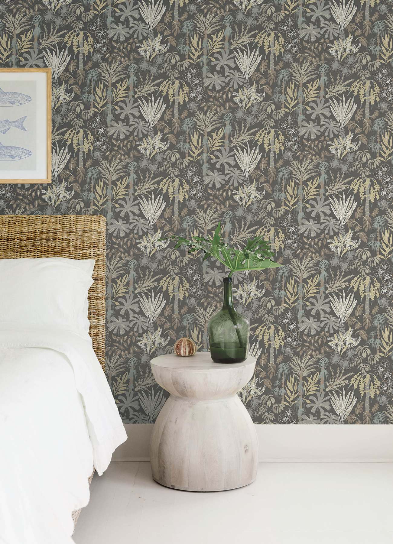 Everglades Grey Botanical Wallpaper