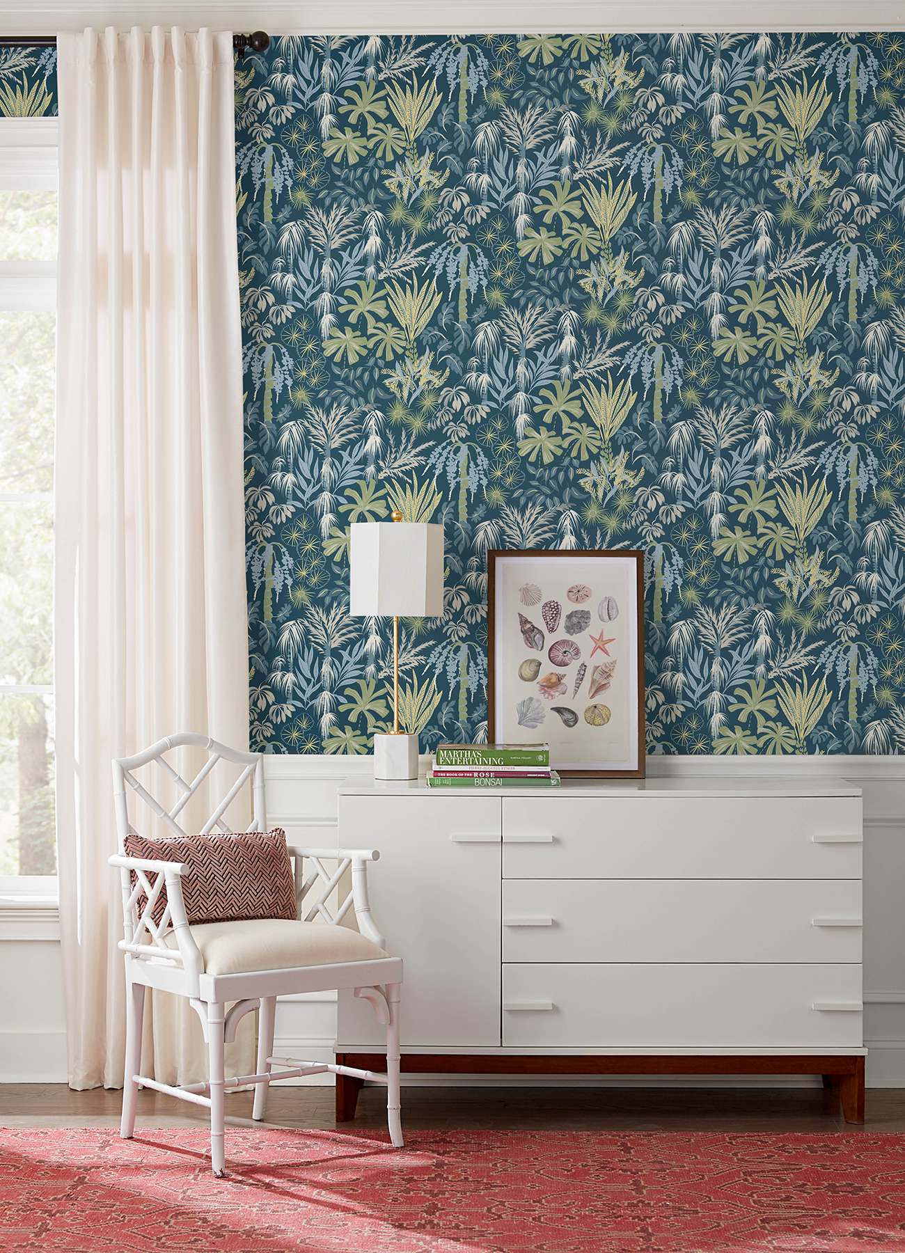 Everglades Teal Botanical Wallpaper
