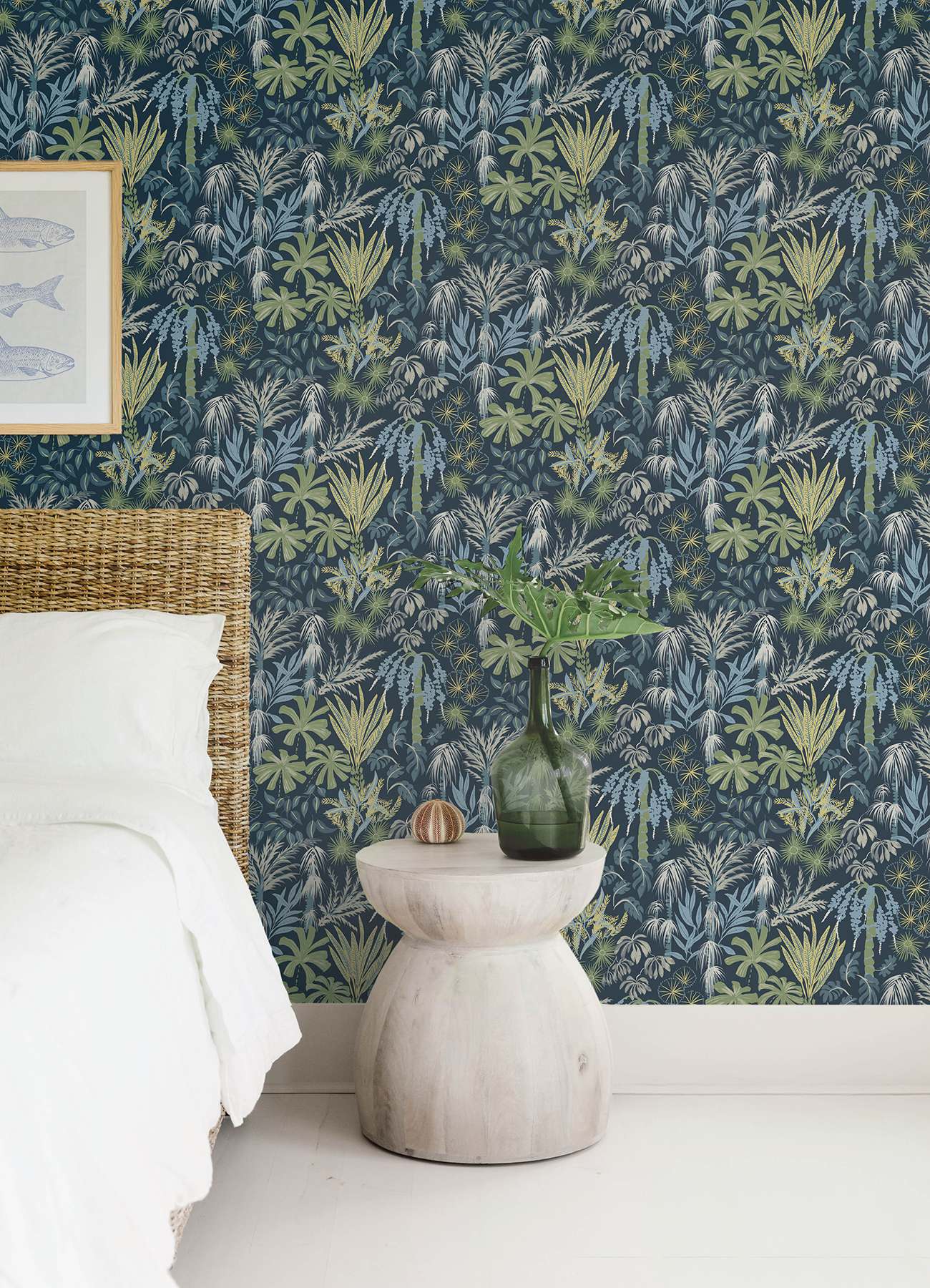 Everglades Teal Botanical Wallpaper