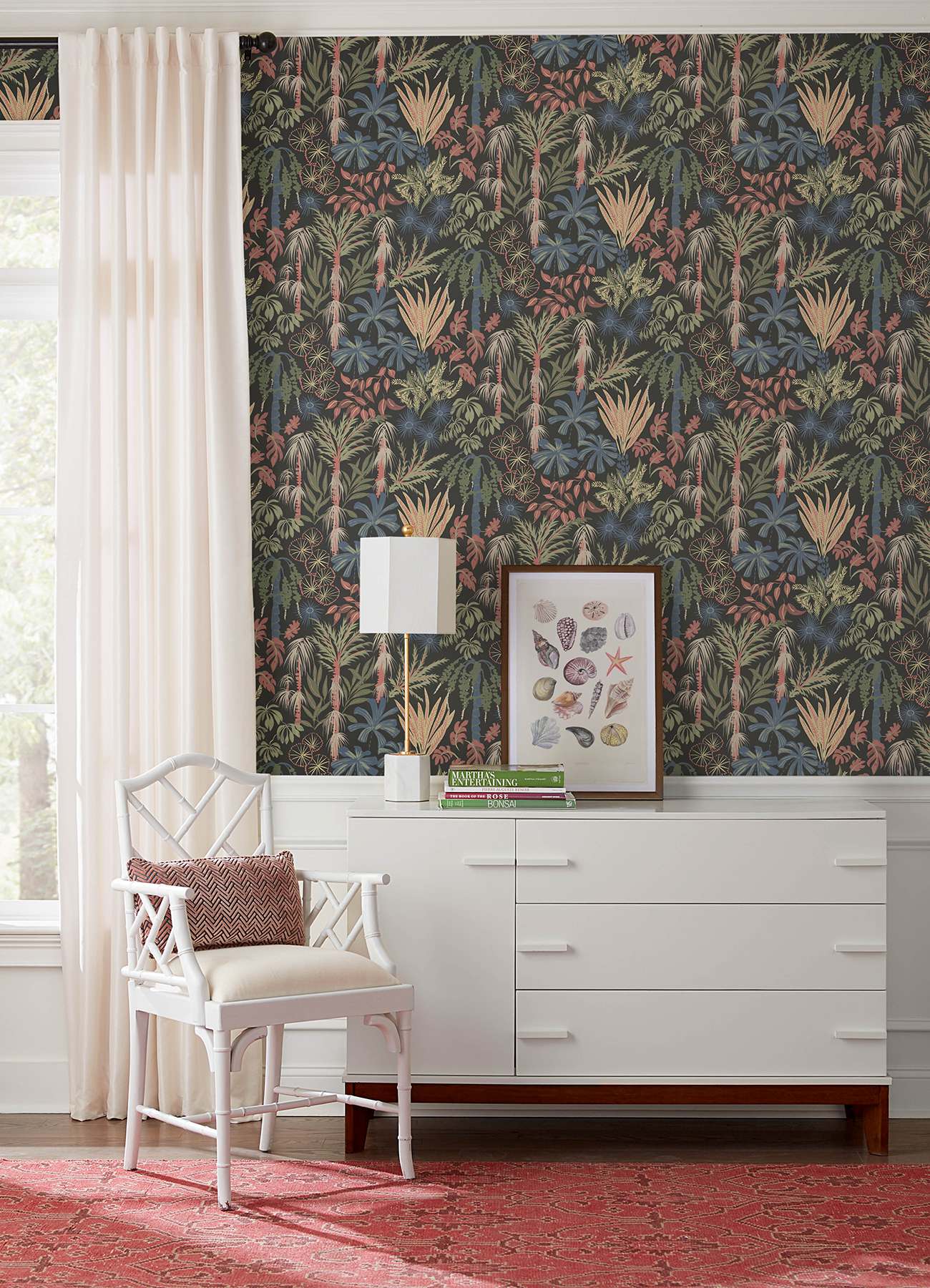 Everglades Black Botanical Wallpaper