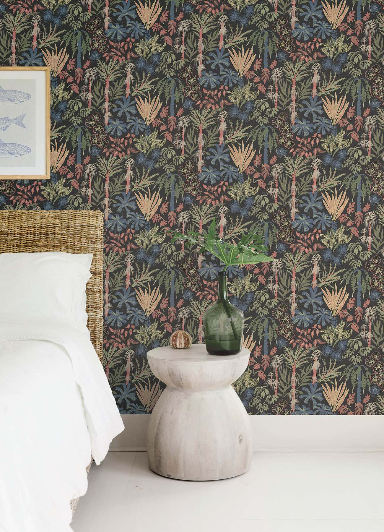 Everglades Black Botanical Wallpaper