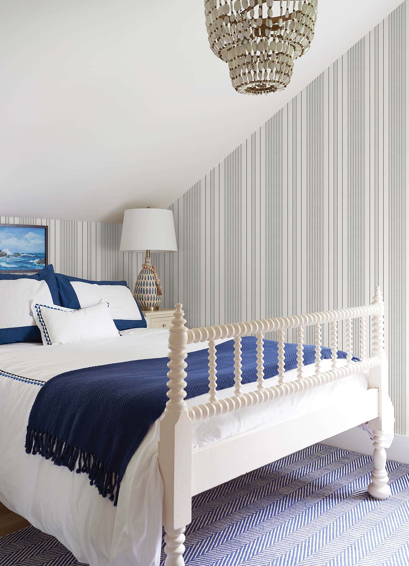 Navarres Stripe Charcoal Faux Linen Wallpaper