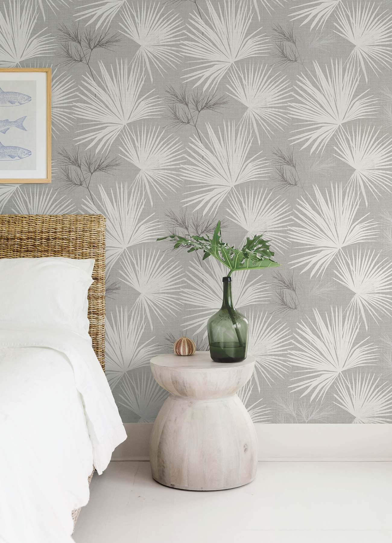 Hatteras Grey Palms Wallpaper