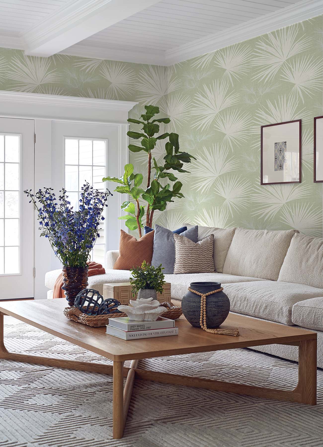 Hatteras Light Green Palms Wallpaper