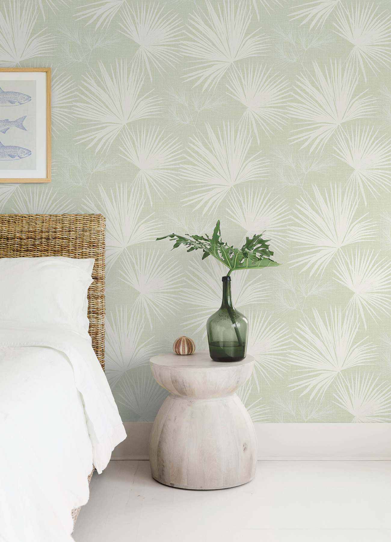 Hatteras Light Green Palms Wallpaper