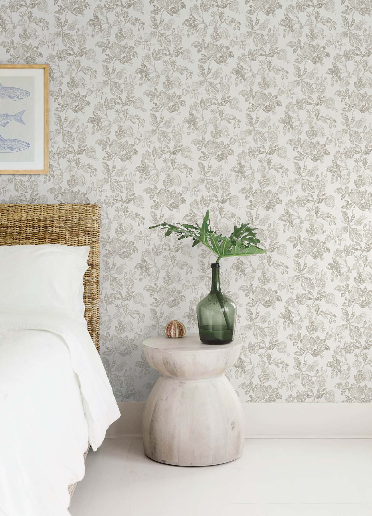 Beach Rose Neutral Floral Fruits Wallpaper