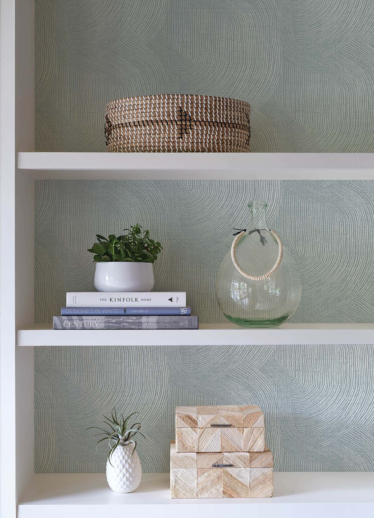 Folly Light Blue Zen Swirls Wallpaper