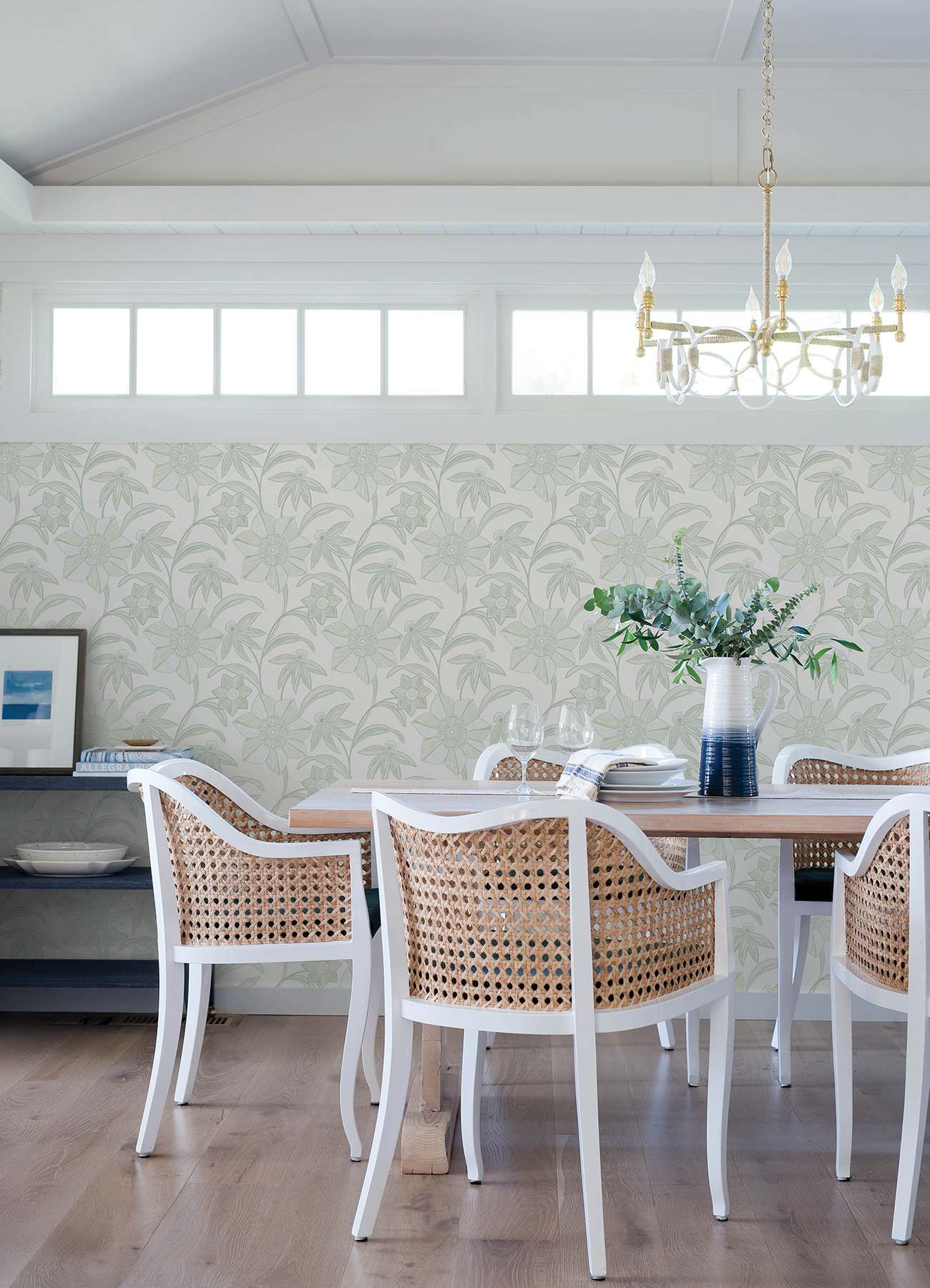 Star Flower Light Green Floral Trail Wallpaper