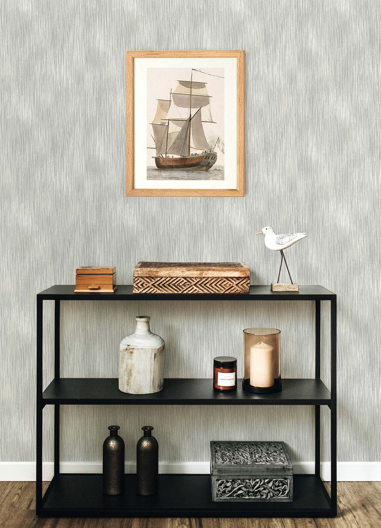 Largo Grey Striated Wallpaper