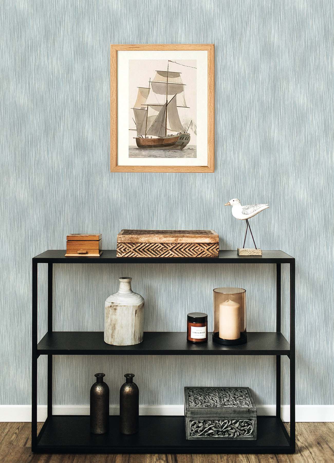 Largo Turquoise Striated Wallpaper
