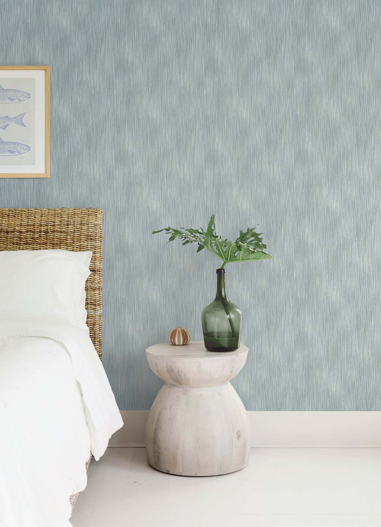Largo Turquoise Striated Wallpaper