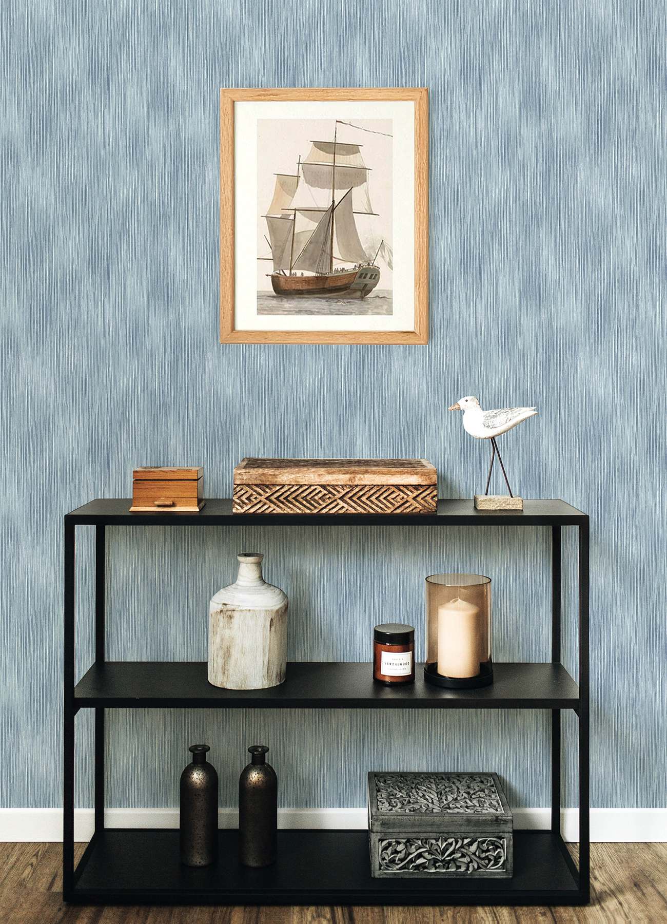 Largo Sky Blue Striated Wallpaper