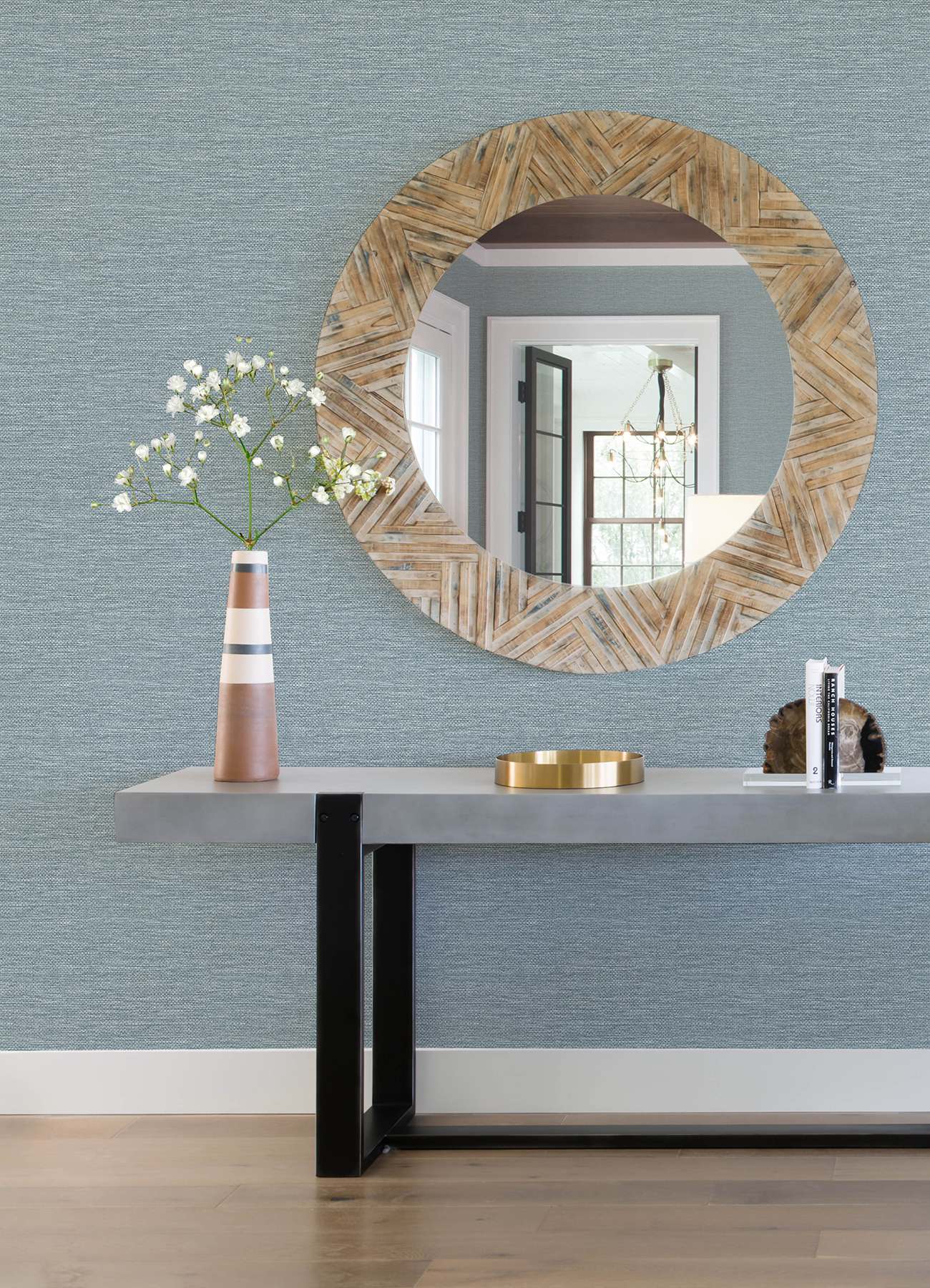 Malin Denim Faux Grasscloth Wallpaper