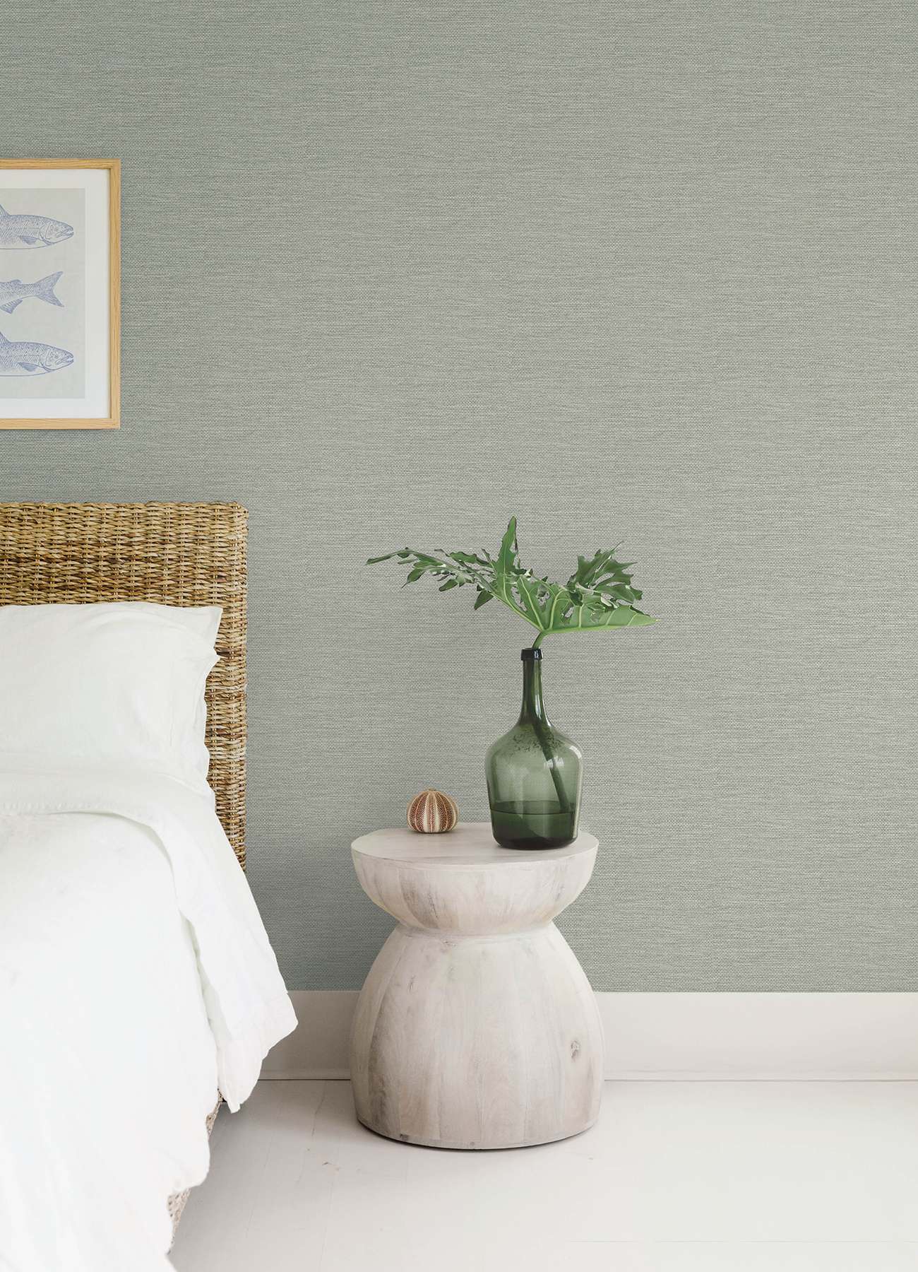 Malin Seafoam Faux Grasscloth Wallpaper
