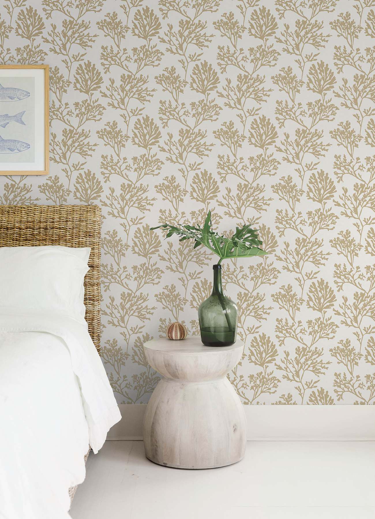 Tortuga Gold Coral Weave Wallpaper