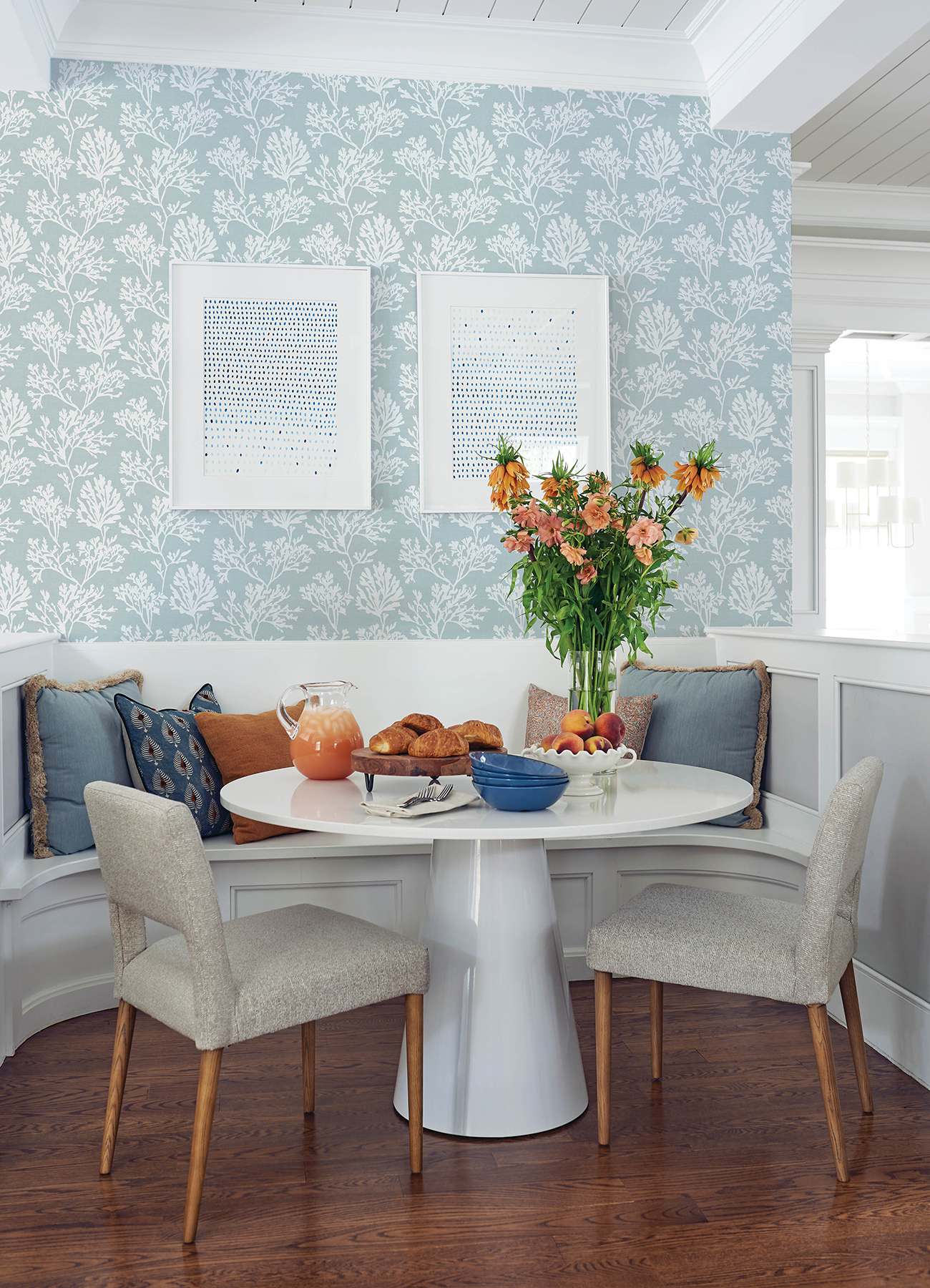 Tortuga Sky Blue Coral Weave Wallpaper