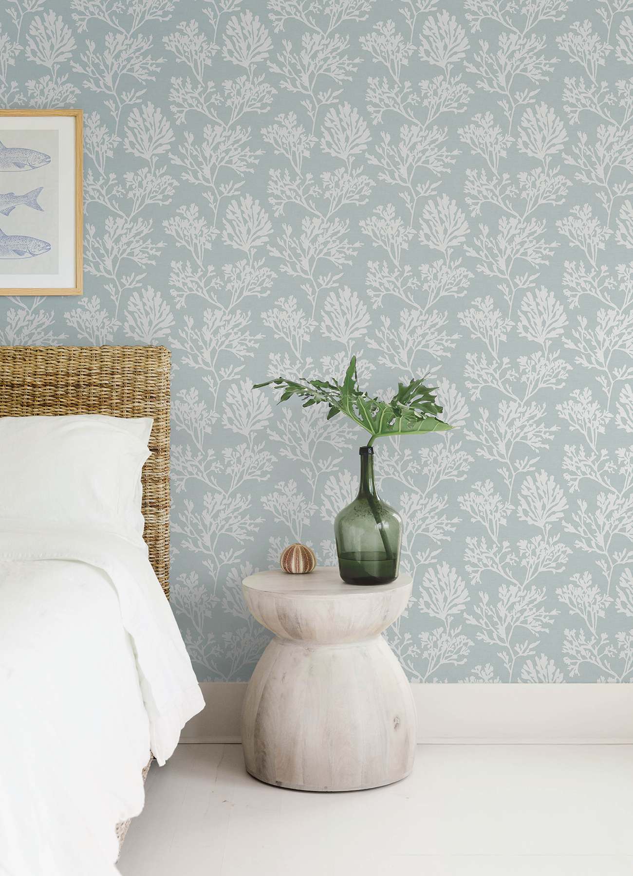 Tortuga Sky Blue Coral Weave Wallpaper