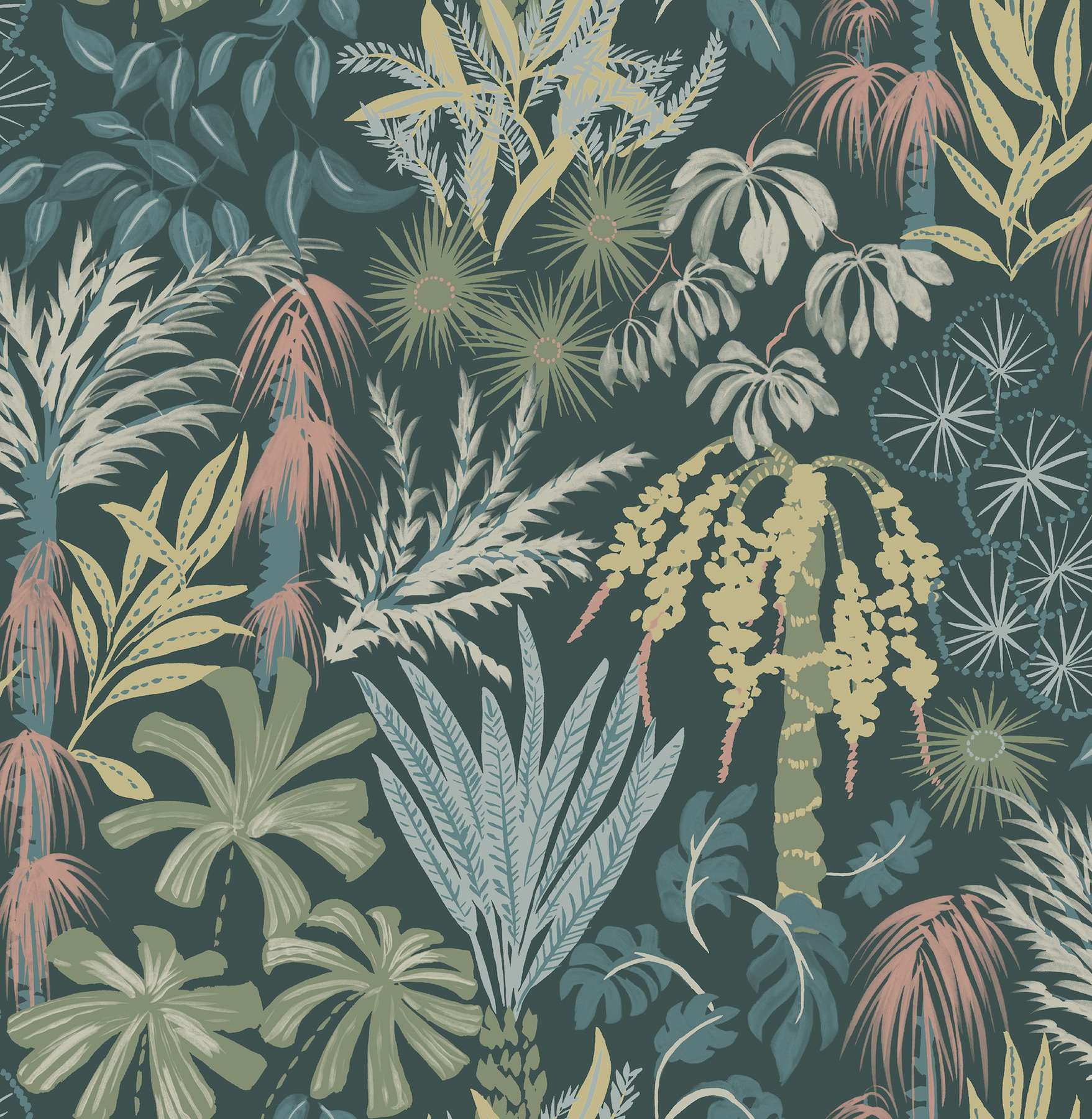 Everglades Dark Green Botanical Wallpaper