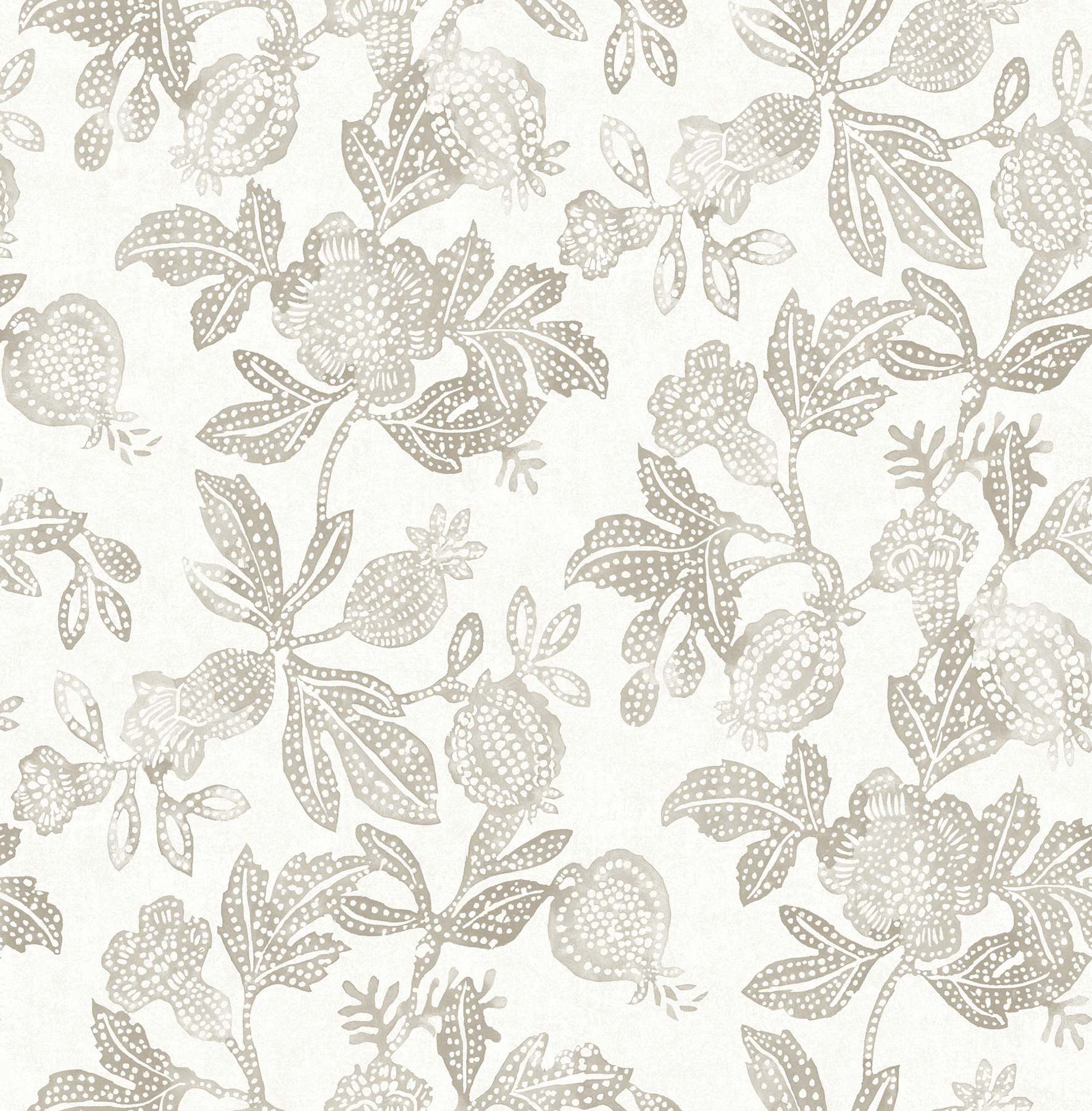 Beach Rose Neutral Floral Fruits Wallpaper