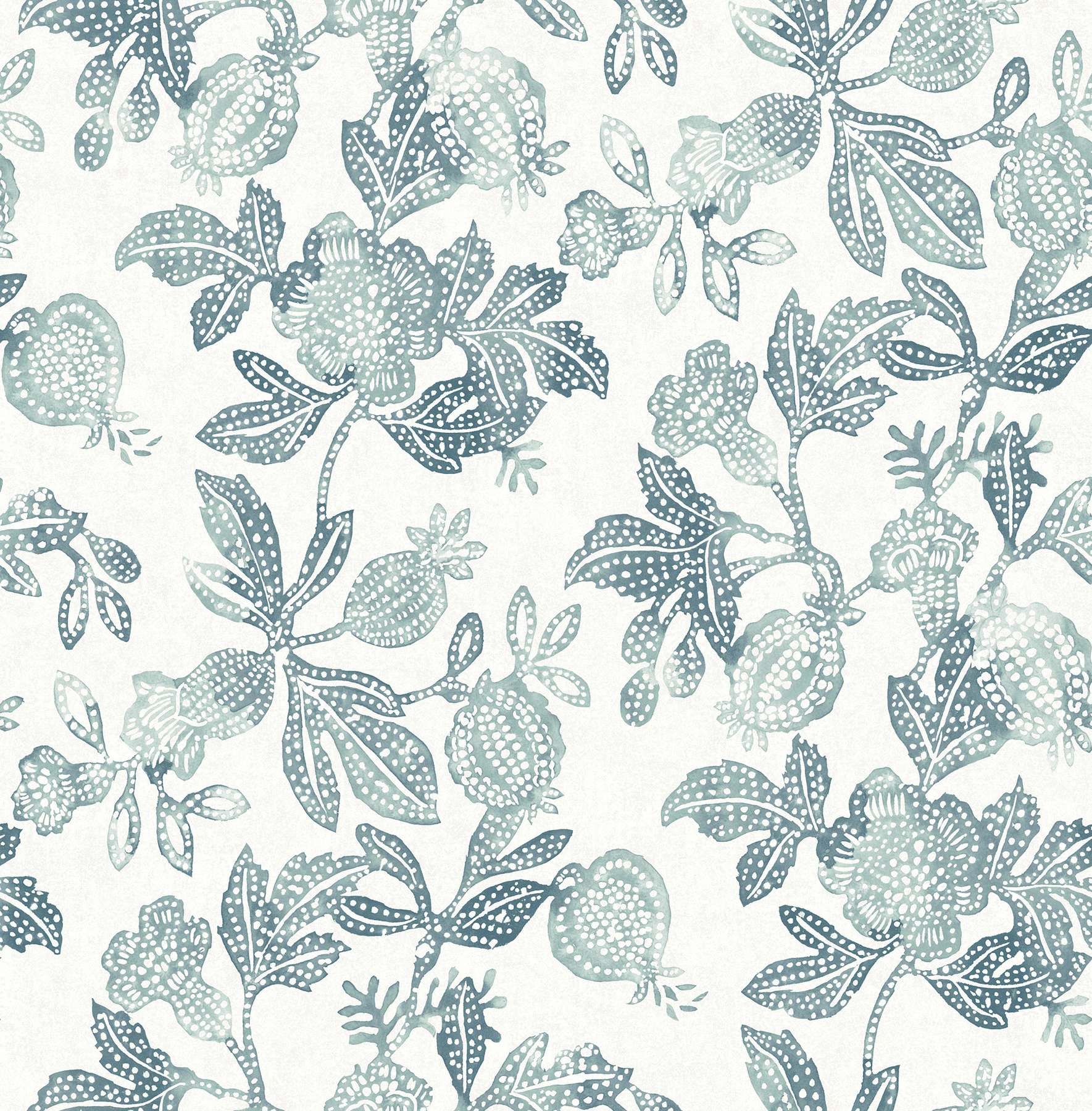 Beach Rose Teal Floral Fruits Wallpaper