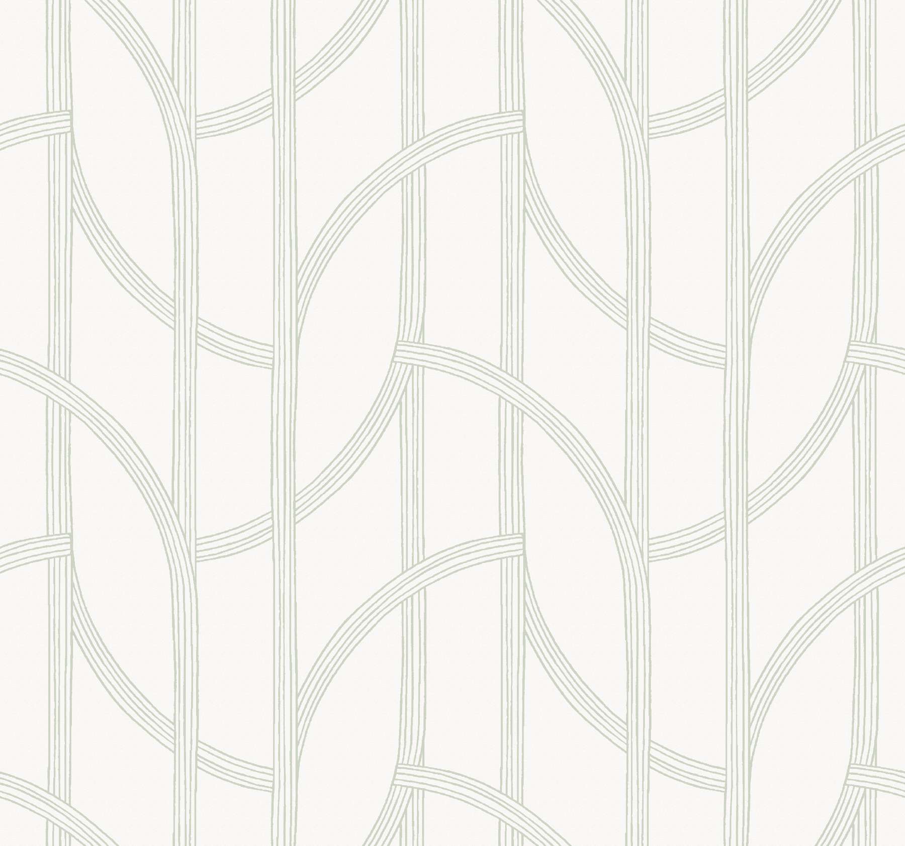 Salvo Light Green Curved Contours Wallpaper