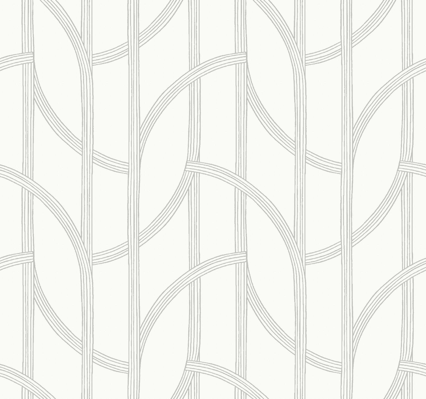 Salvo Silver Curved Contours Wallpaper