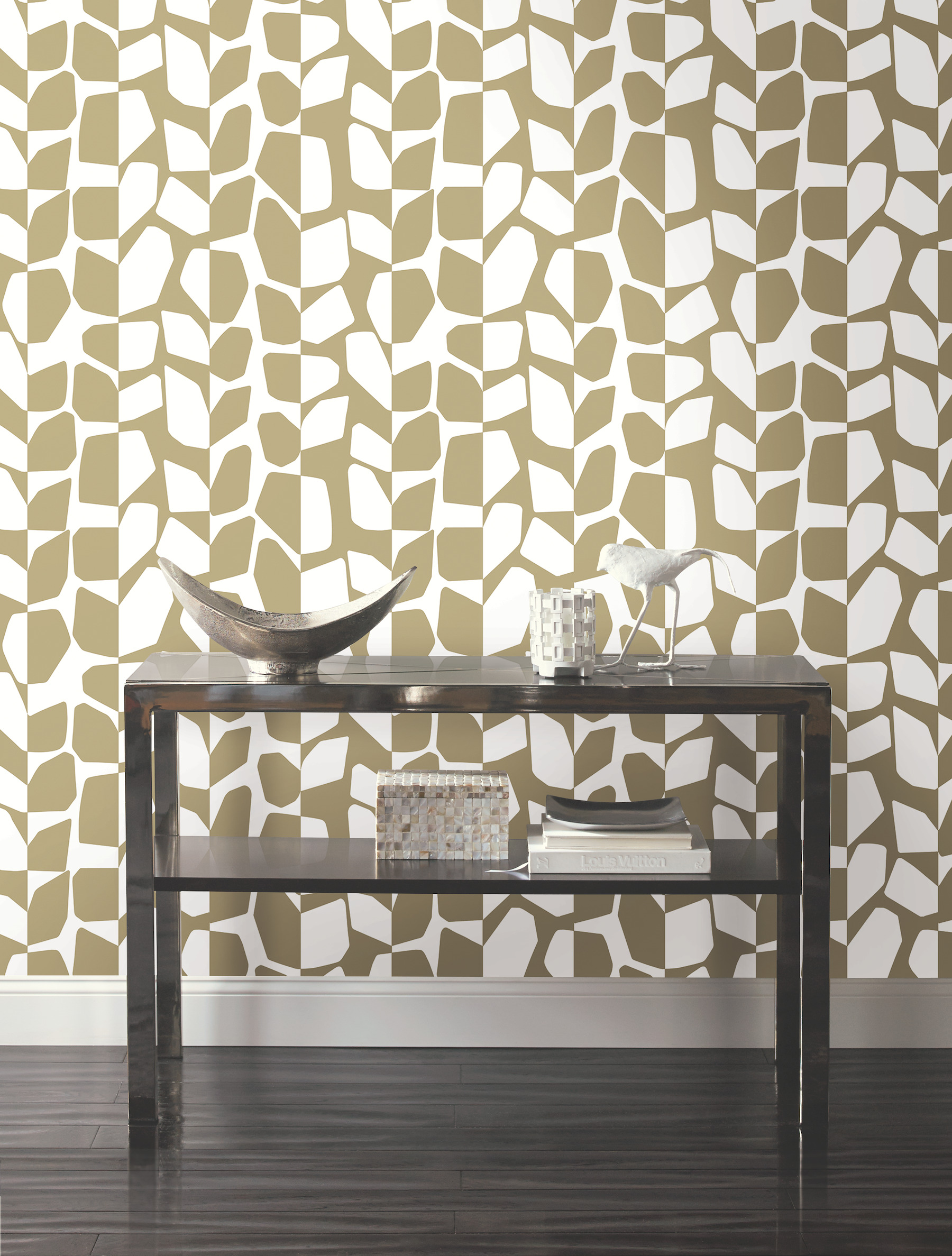 Gold Metallic Primitive Vines Wallpaper