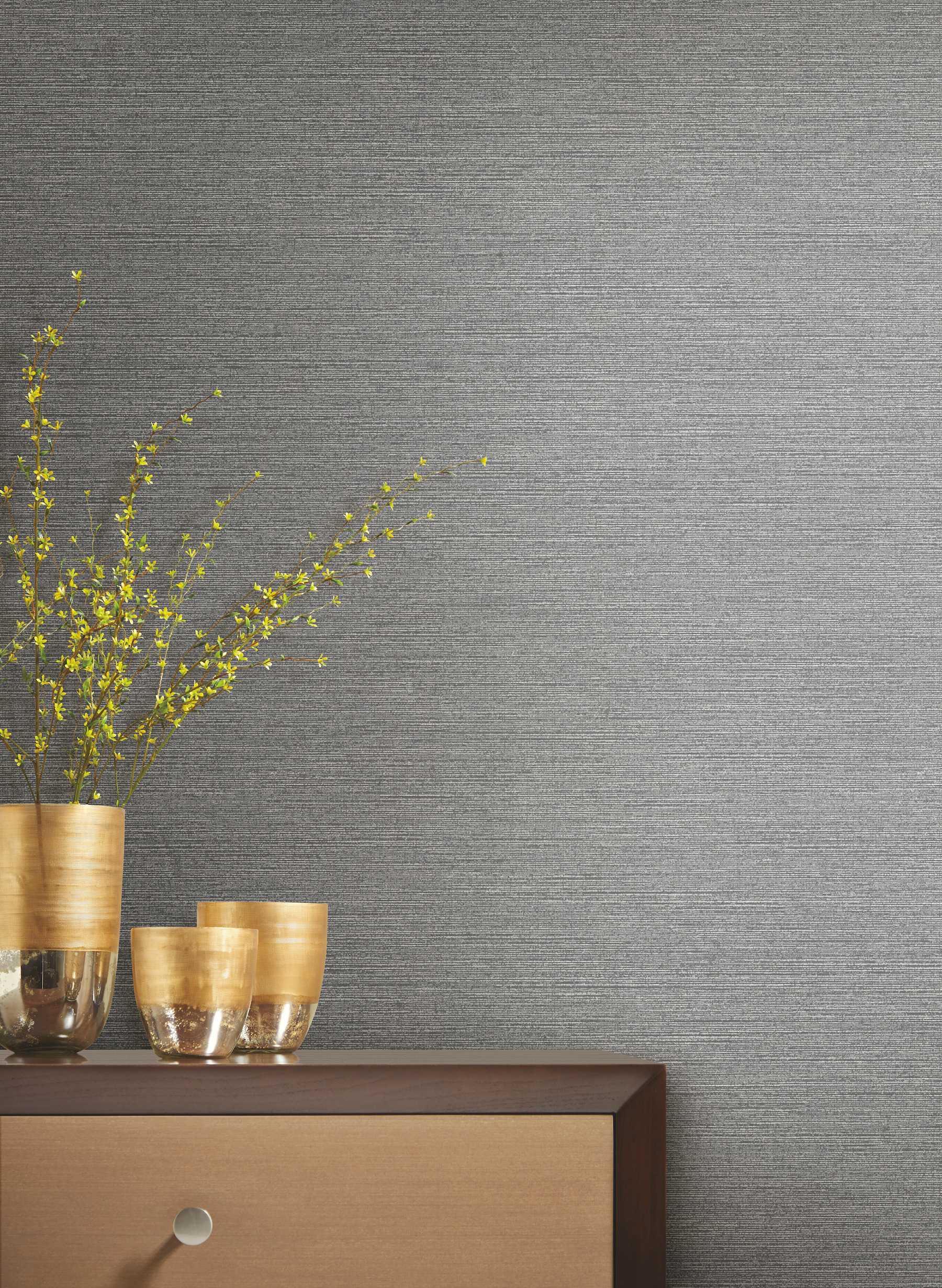 Silver Metallic Shining Sisal Grasscloth Wallpaper