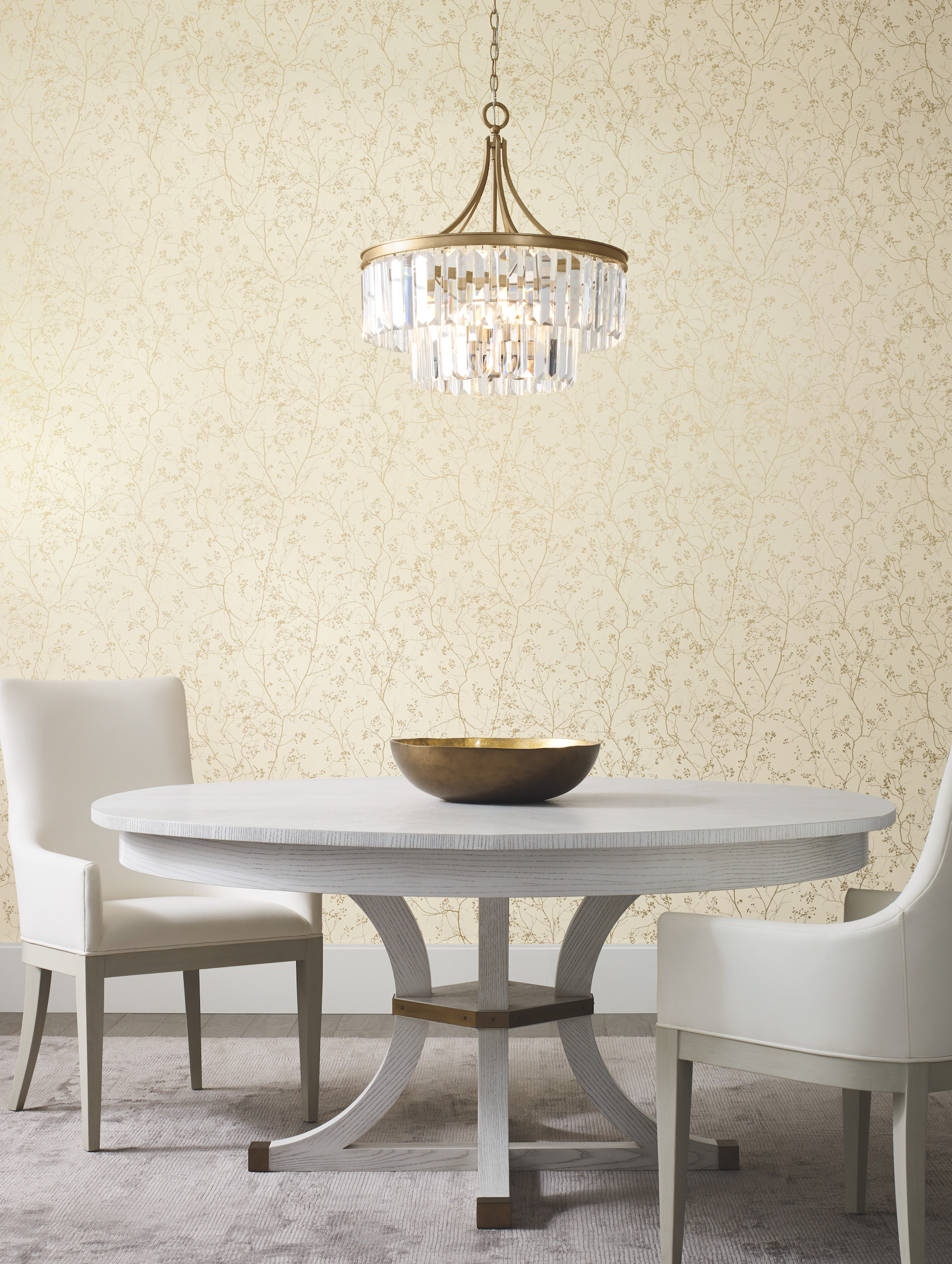 Cream & Gold Luminous Branches Wallpaper