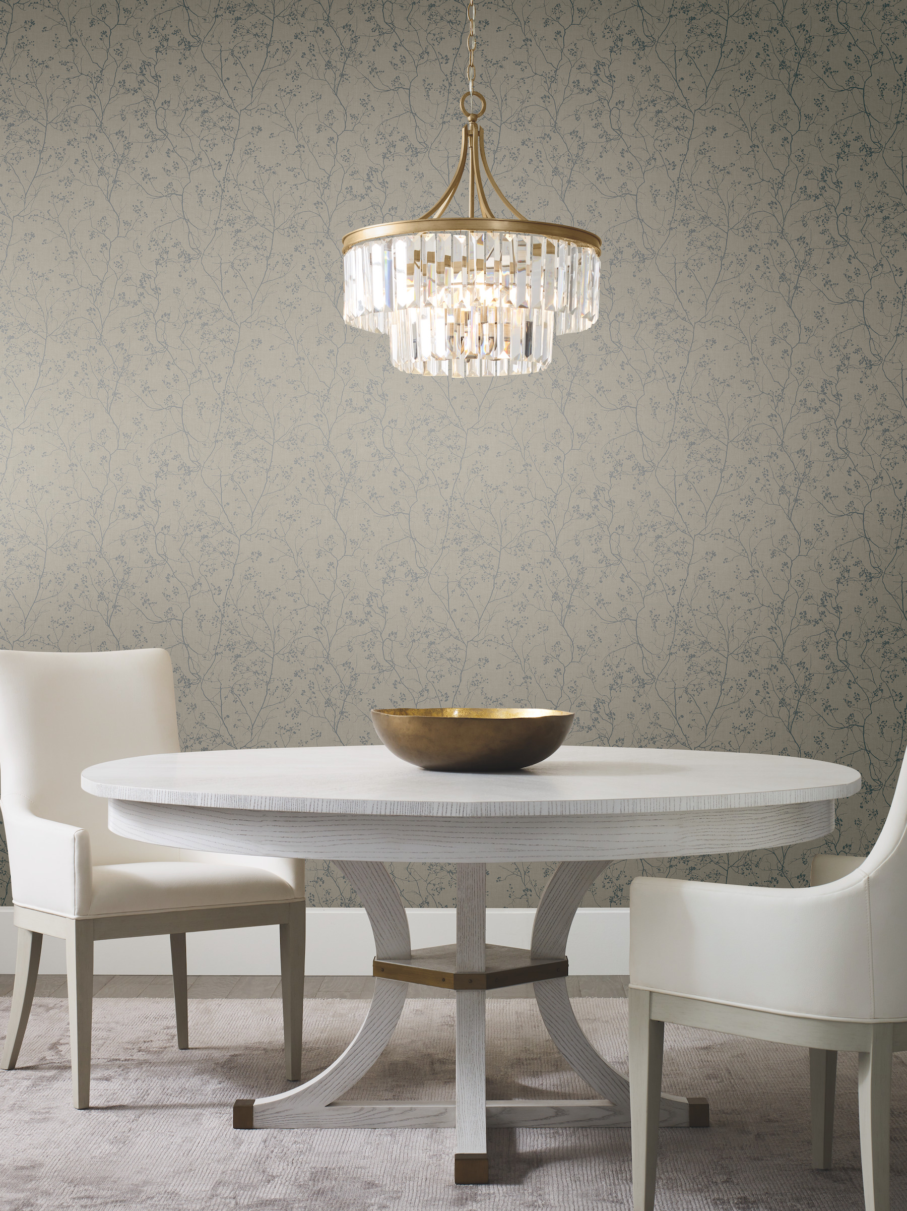 Grey & Silver Luminous Branches Wallpaper