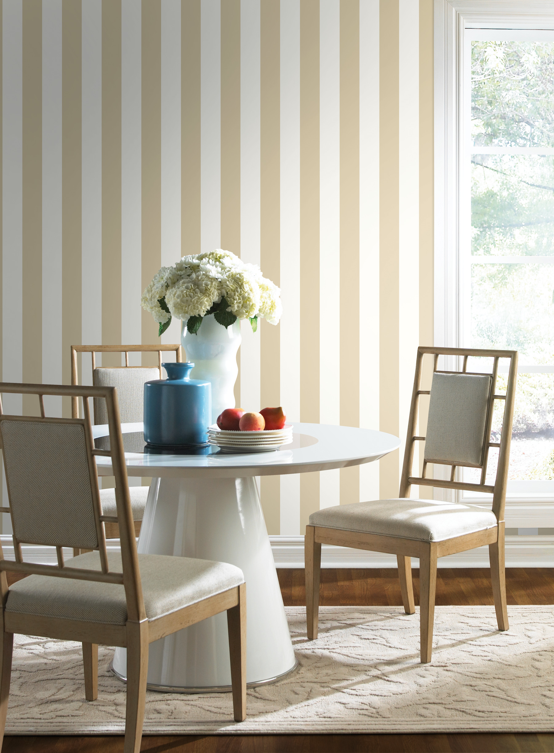Tan Metallic 3-in Stripe Wallpaper