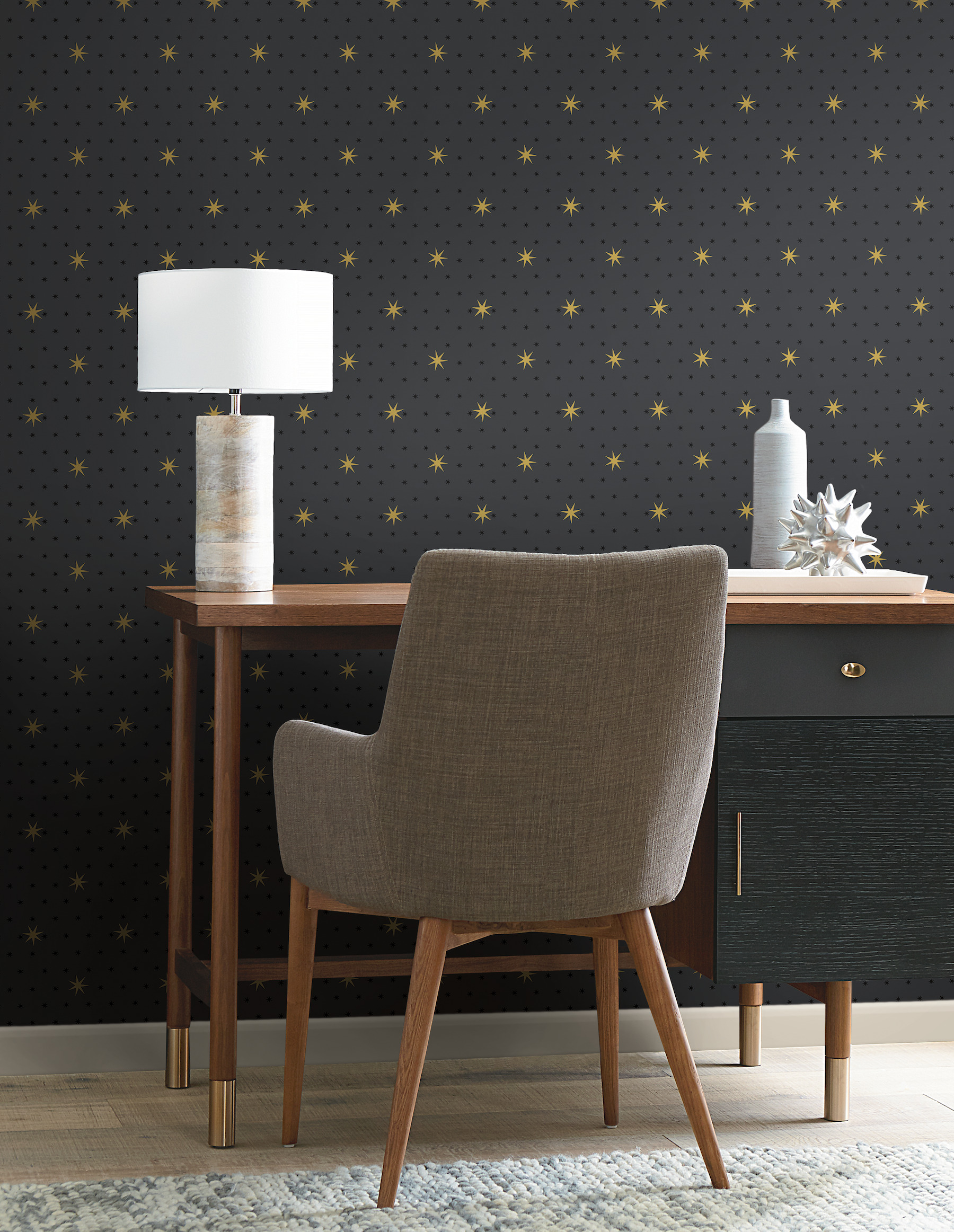 Black Metallic Stella Star Wallpaper