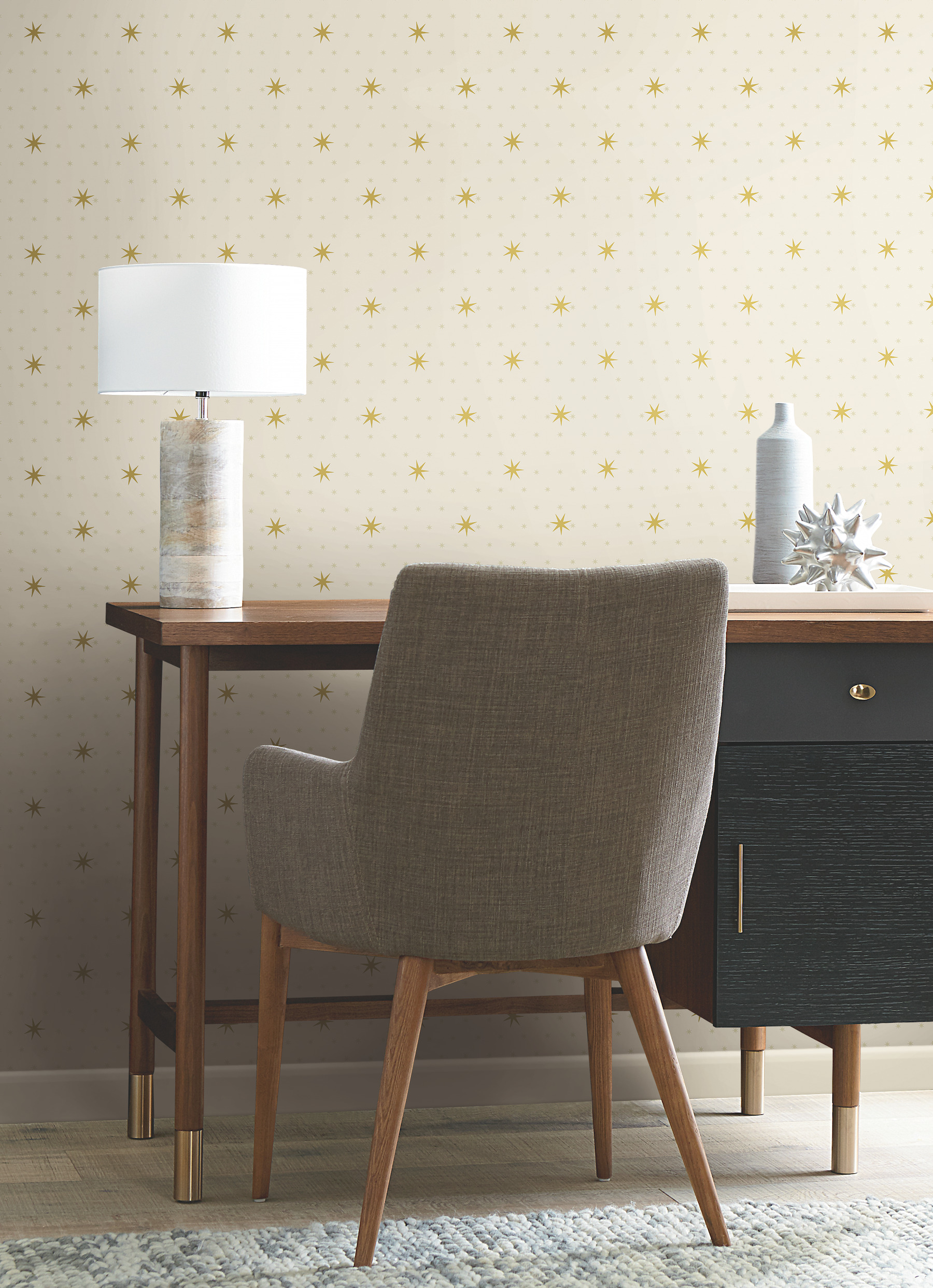 Off White Metallic Stella Star Wallpaper