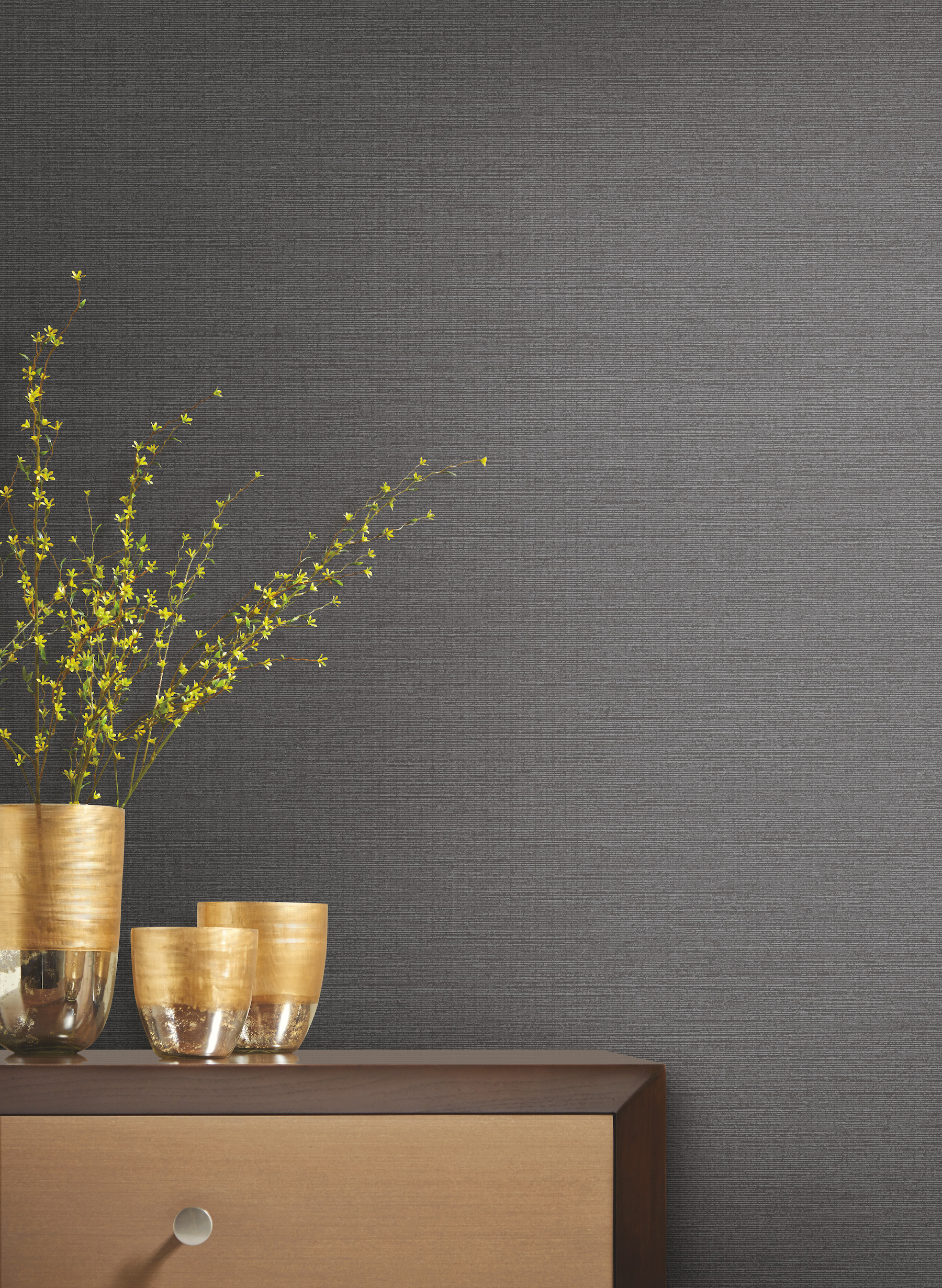 Grey Metallic Shining Sisal Grasscloth Wallpaper