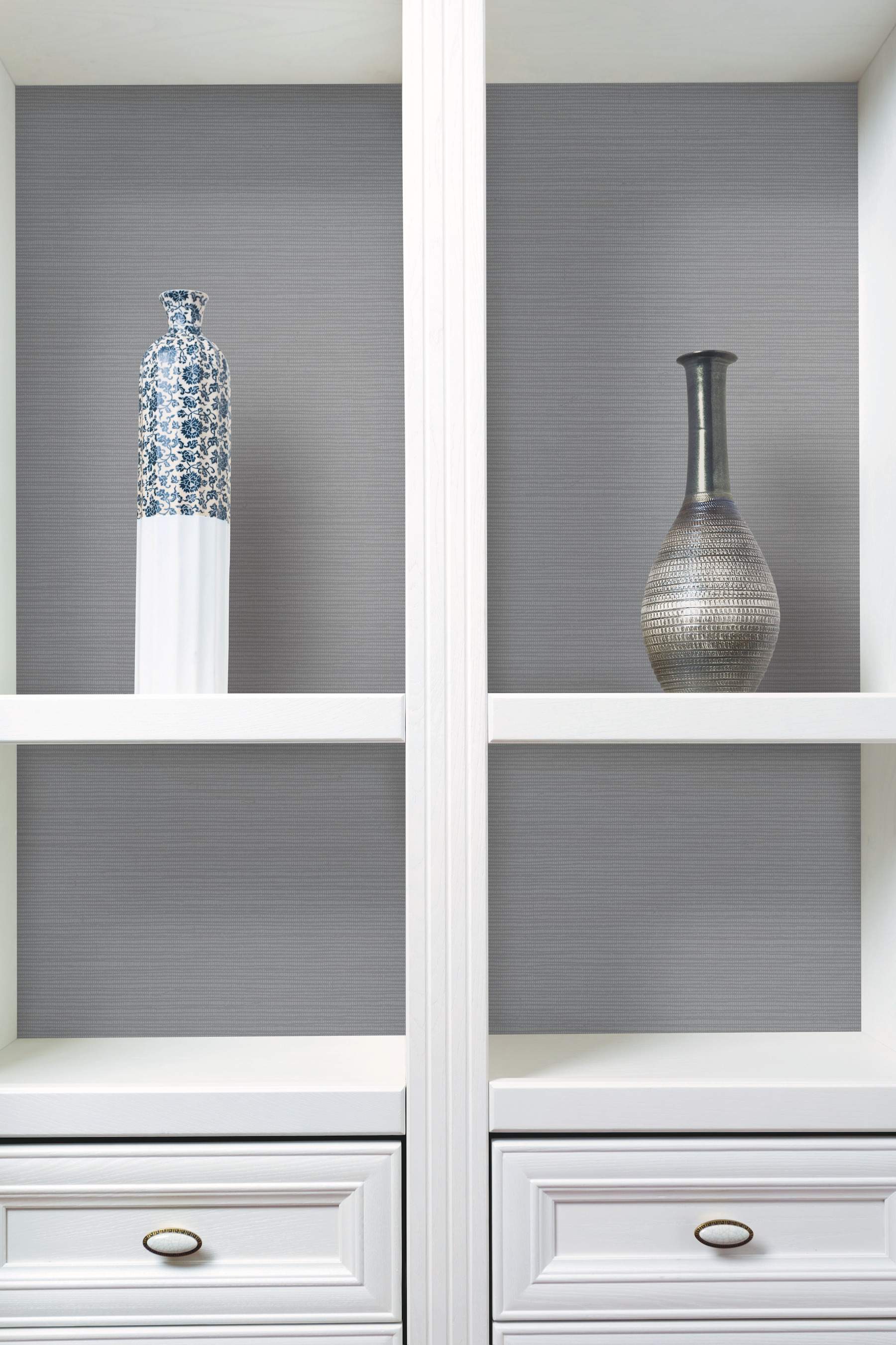 Grey Metallic Shining Sisal Grasscloth Wallpaper