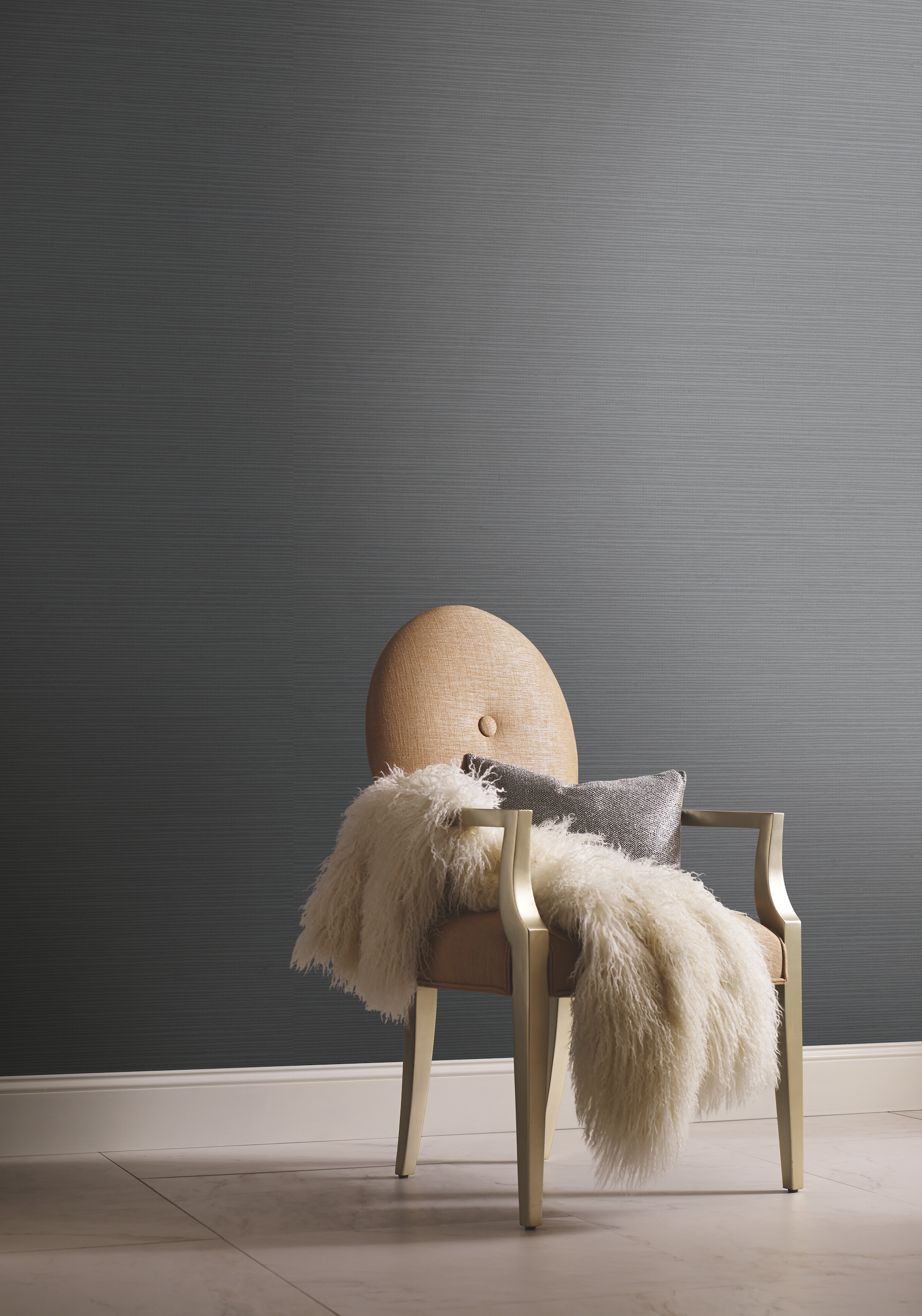 Grey Metallic Shining Sisal Grasscloth Wallpaper