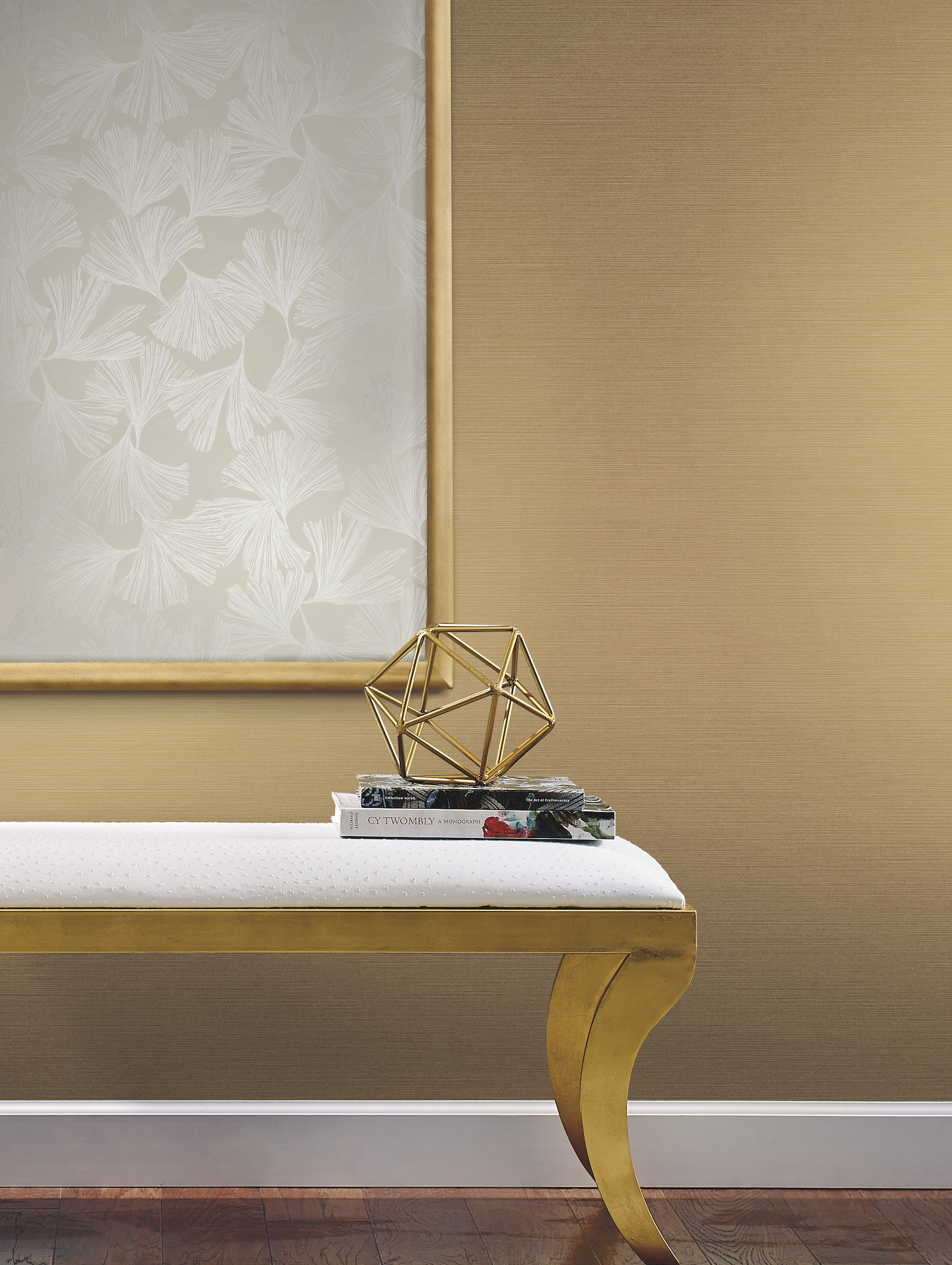 Beige Metallic Shining Sisal Grasscloth Wallpaper