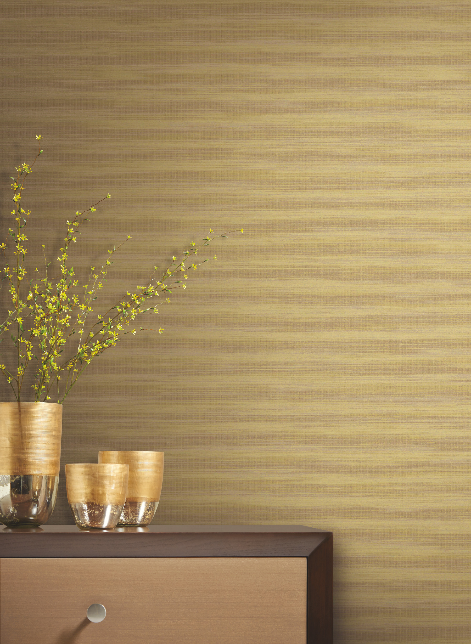 Beige Metallic Shining Sisal Grasscloth Wallpaper