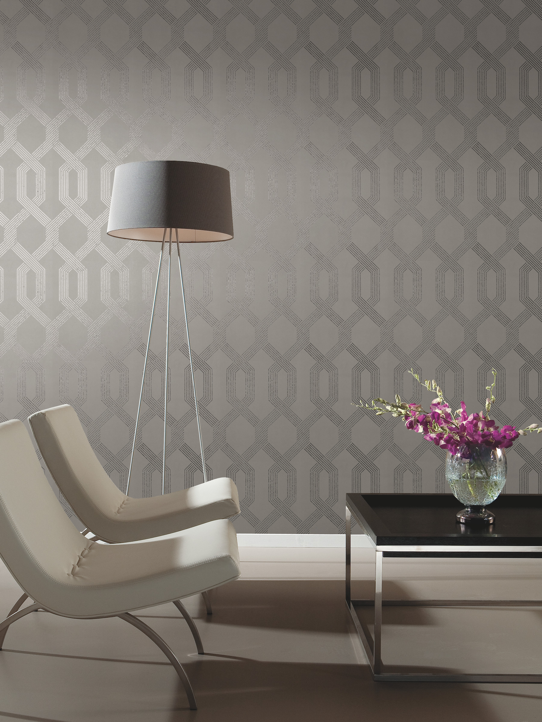 Silver Metallic Viva Lounge Wallpaper