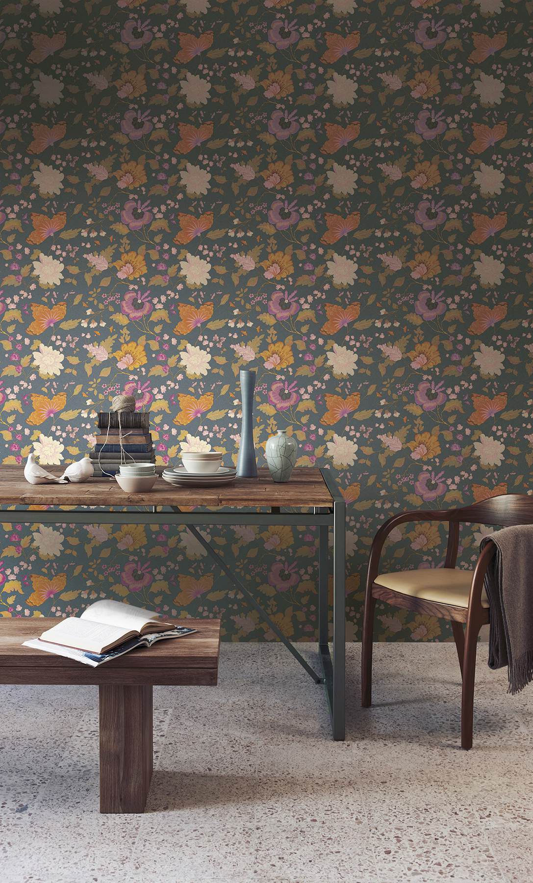Latrice Black Floral Wallpaper