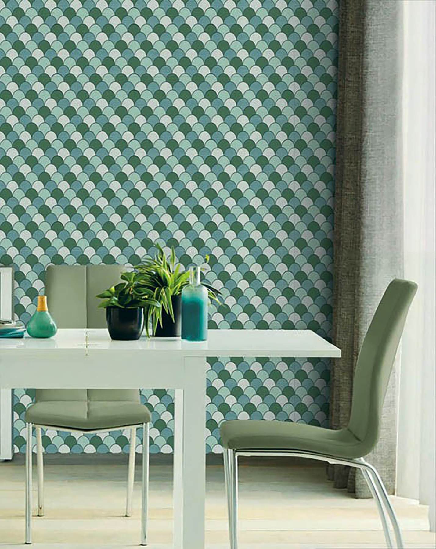 Edwards Green Geometric Wallpaper
